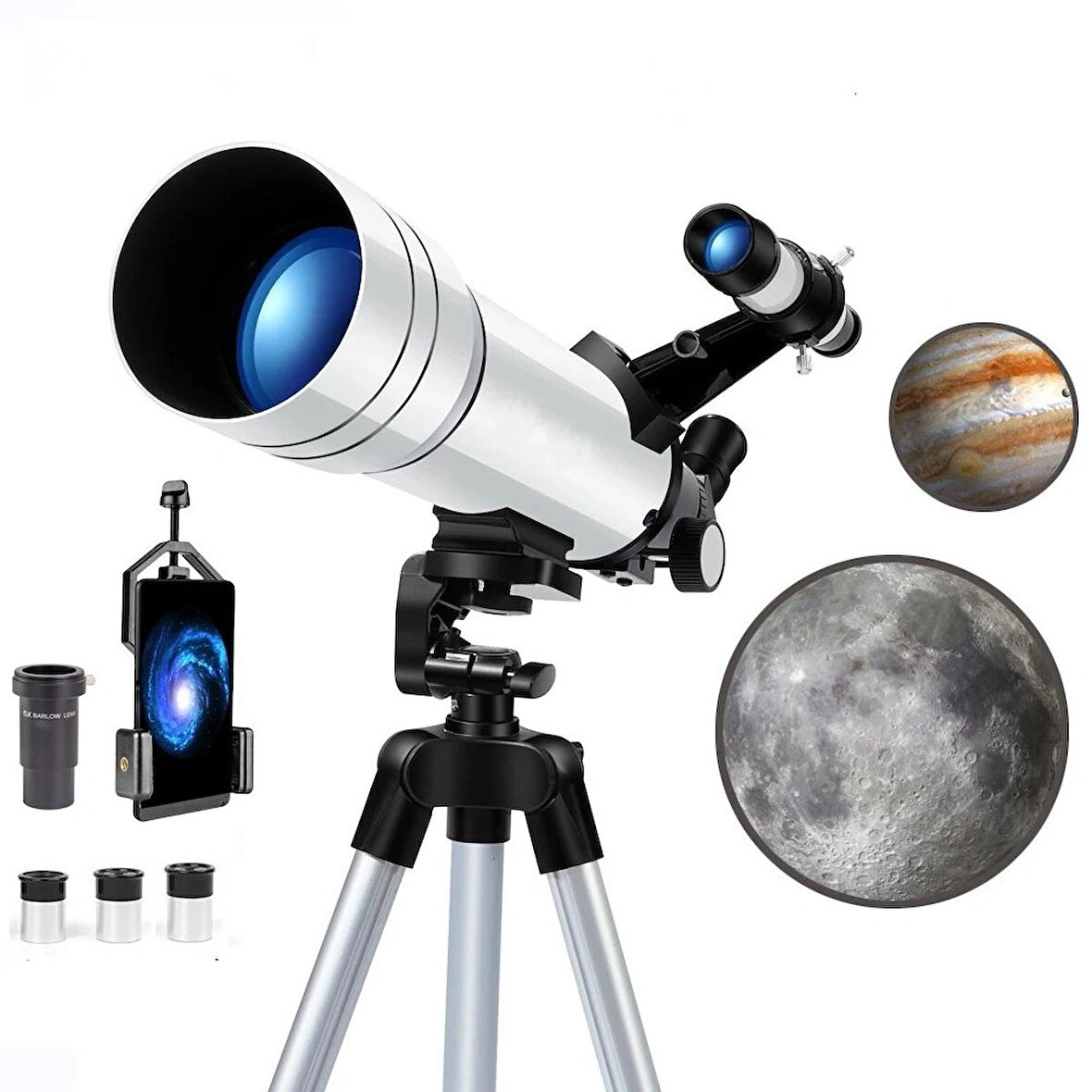 70400 HD Astronomik Teleskop Gökyüzü ve Doğa Gözlemi İçin, 70mm Objektif, 360mm Odak, FMC Kaplama