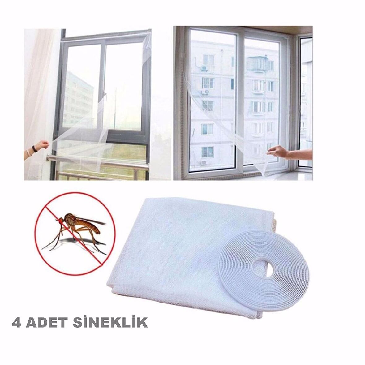 4 ADET PENCERE SİNEKLİĞİ PRATİK TÜL SİNEKLİK 75 X 125 cm