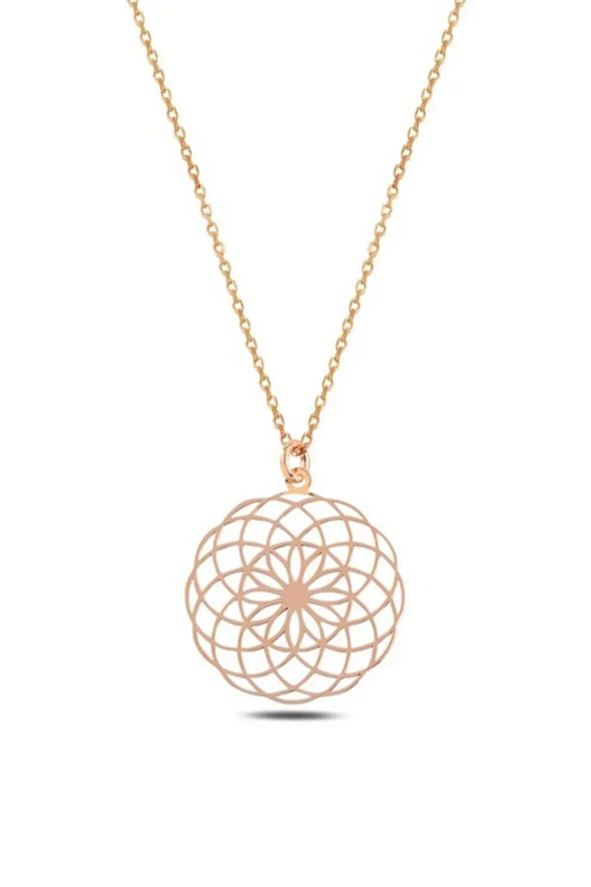 Rose Renk Yaşam Çiçeği Model 4 Gümüş Kolye GKLYSMCCGM4-ROS