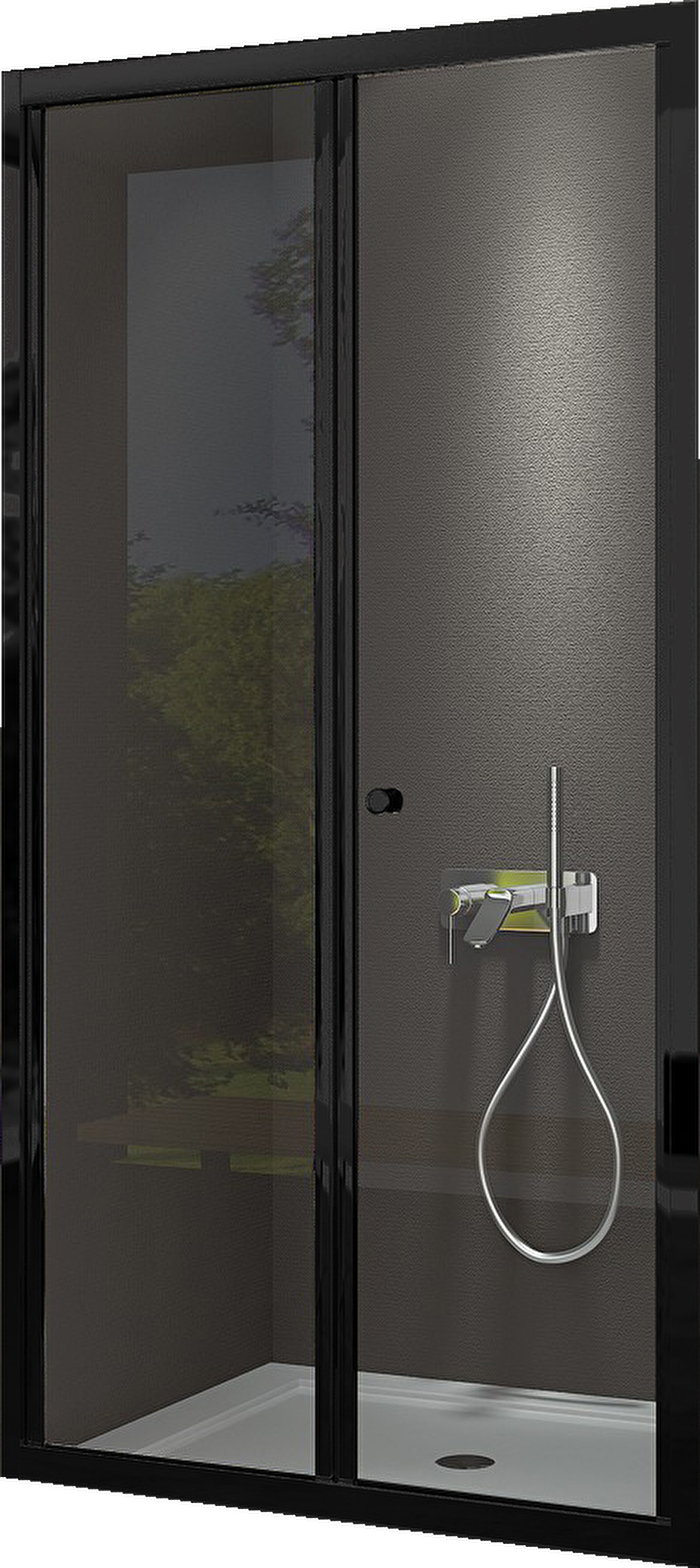 Durul Duşakabin Ön Cephe Katlanır Akordion Kapı Siyah Şeffaf - 77 cm