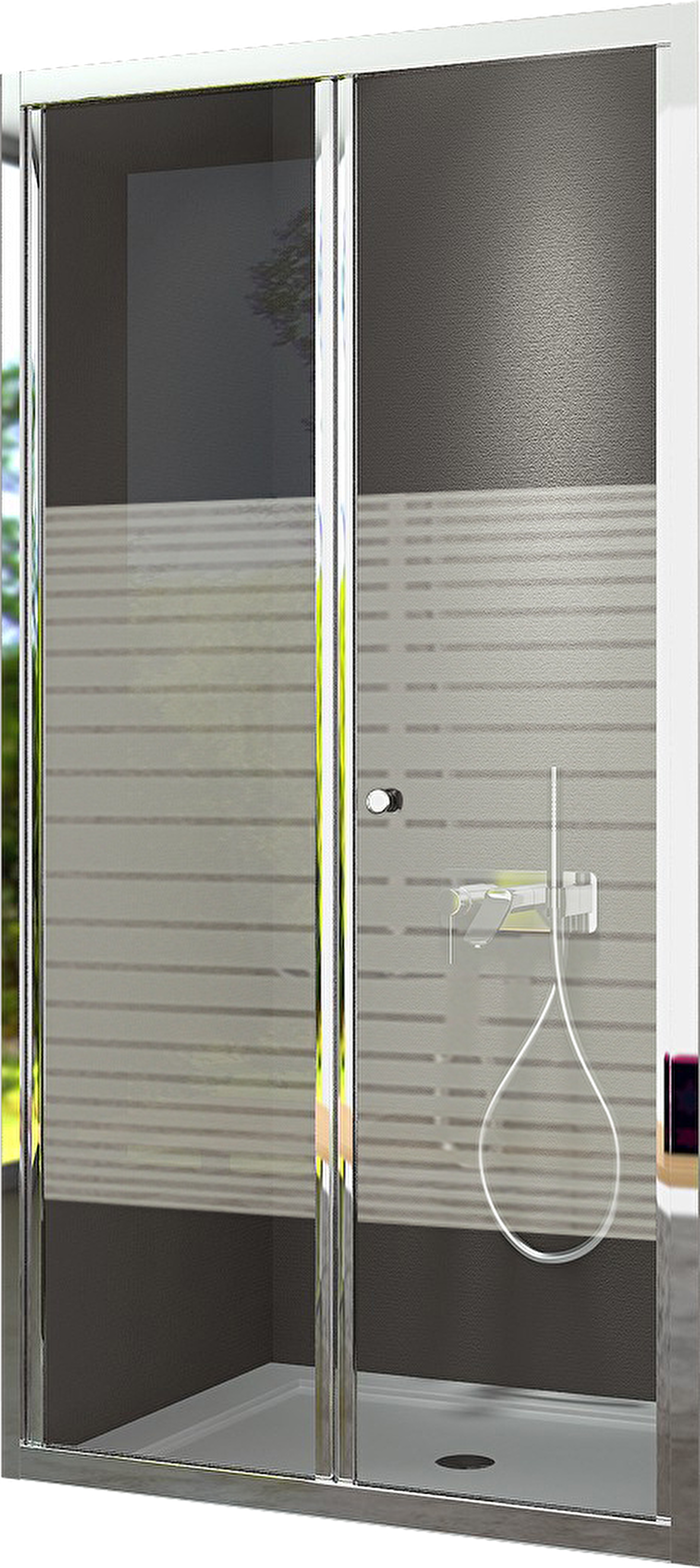 Durul Duşakabin Ön Cephe Katlanır Akordion Kapı Çizgili - 110 cm