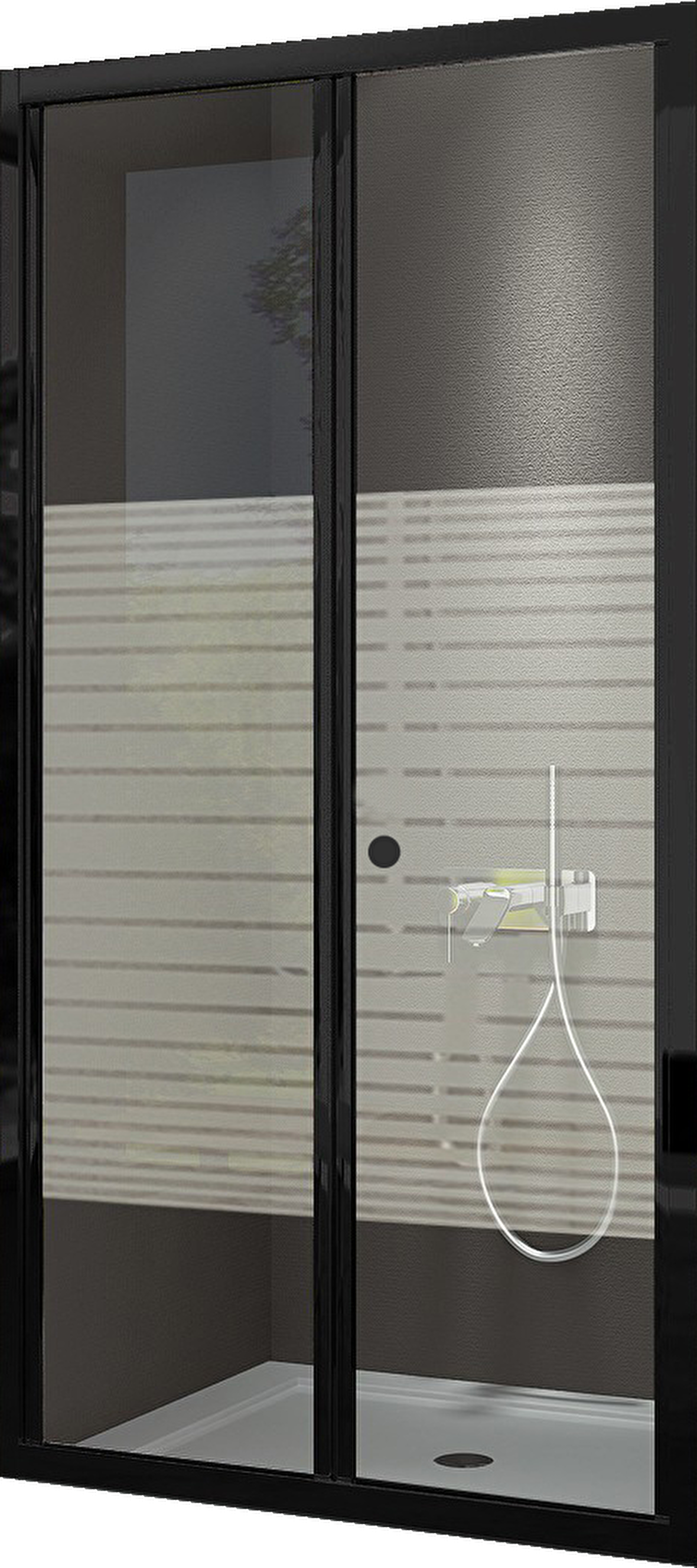 Durul Duşakabin Ön Cephe Katlanır Akordion Kapı Siyah Çizgili - 105 cm