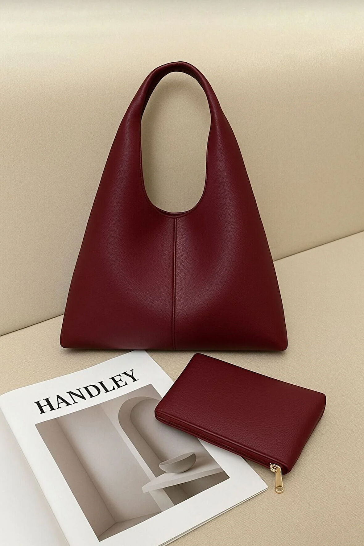 Soft Deri Hobo Çanta & Cüzdan Seti