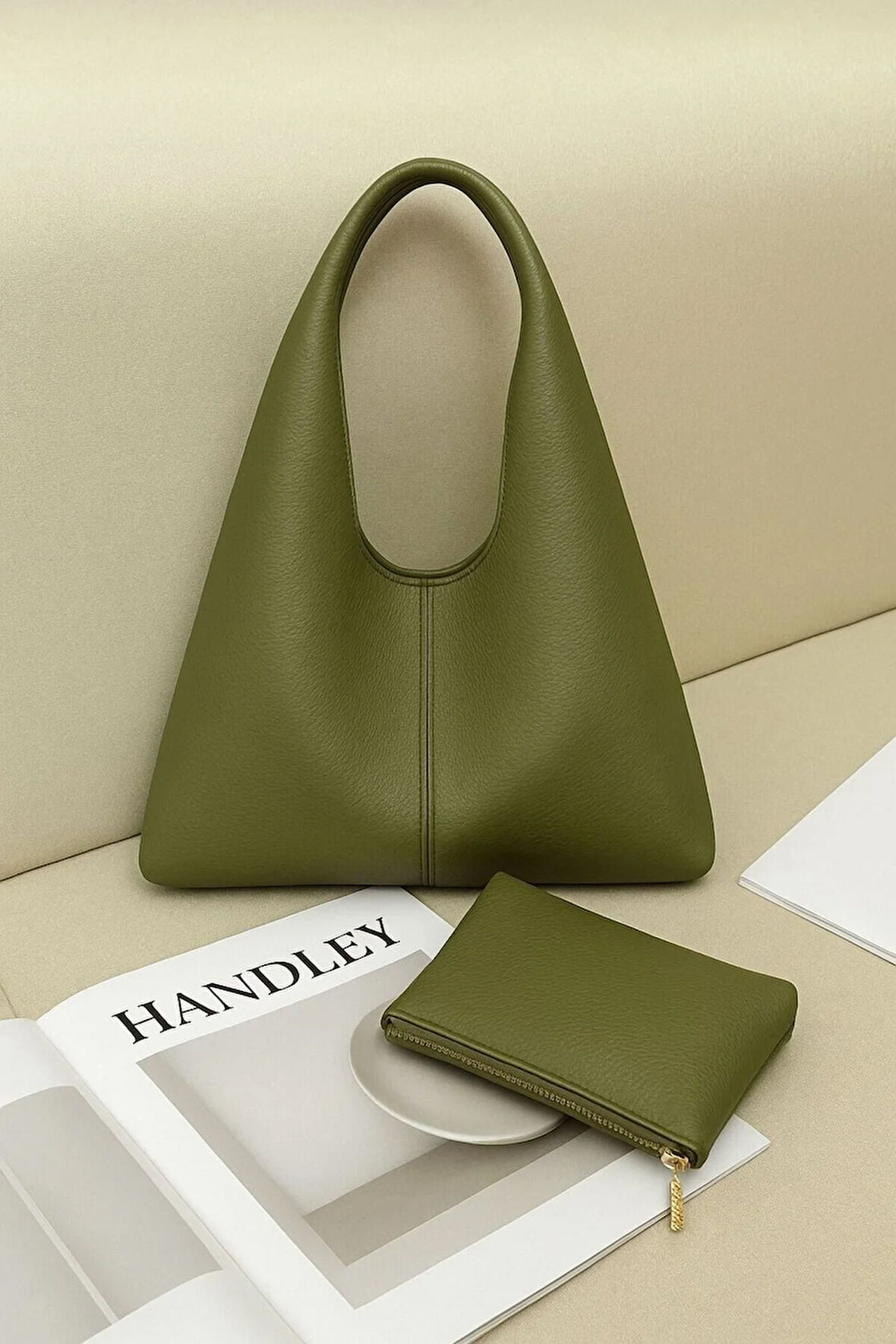 Soft Deri Hobo Çanta & Cüzdan Seti