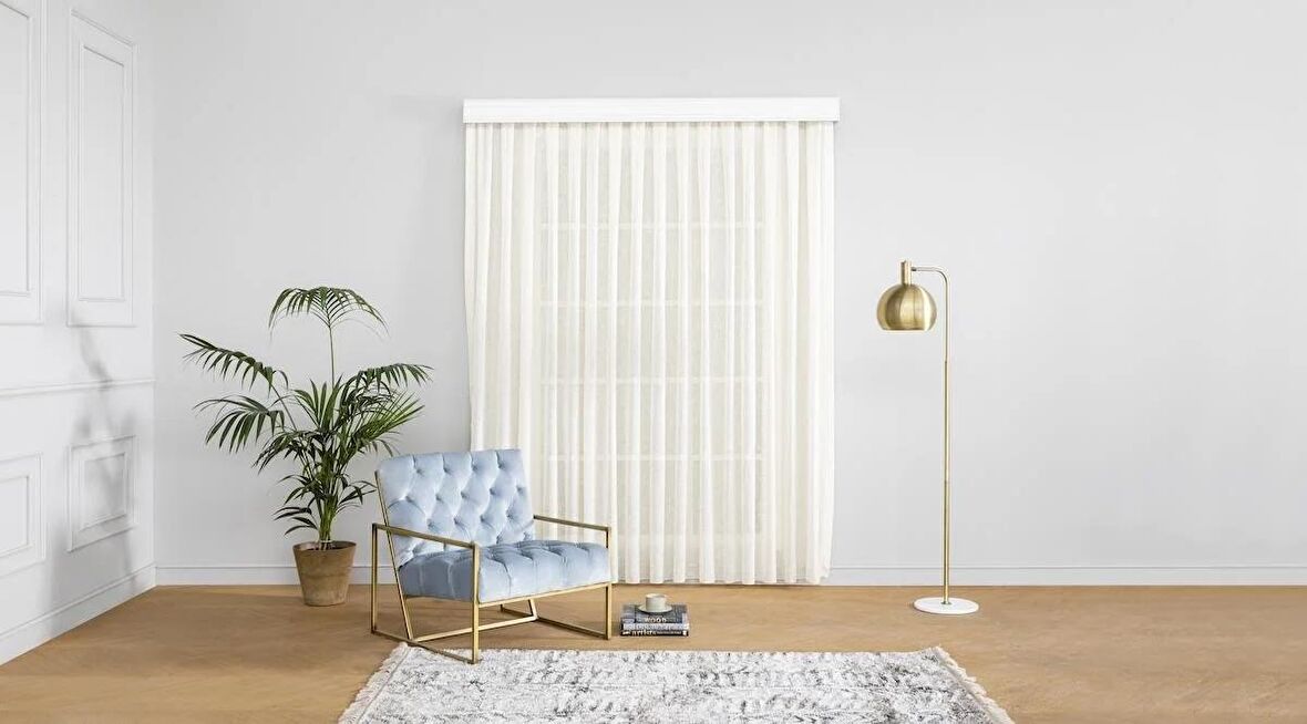 Massarelli Keten Şantuklu Tül Krem Pilesiz