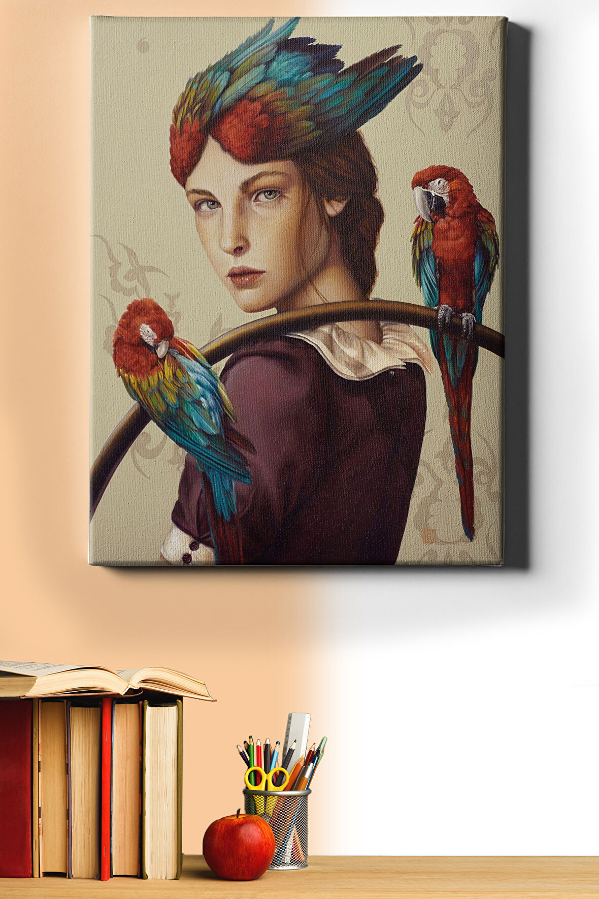 Sayılarla Boyama Seti Kasnaklı Bir Güzelin Kuşları 60 X 75 Cm