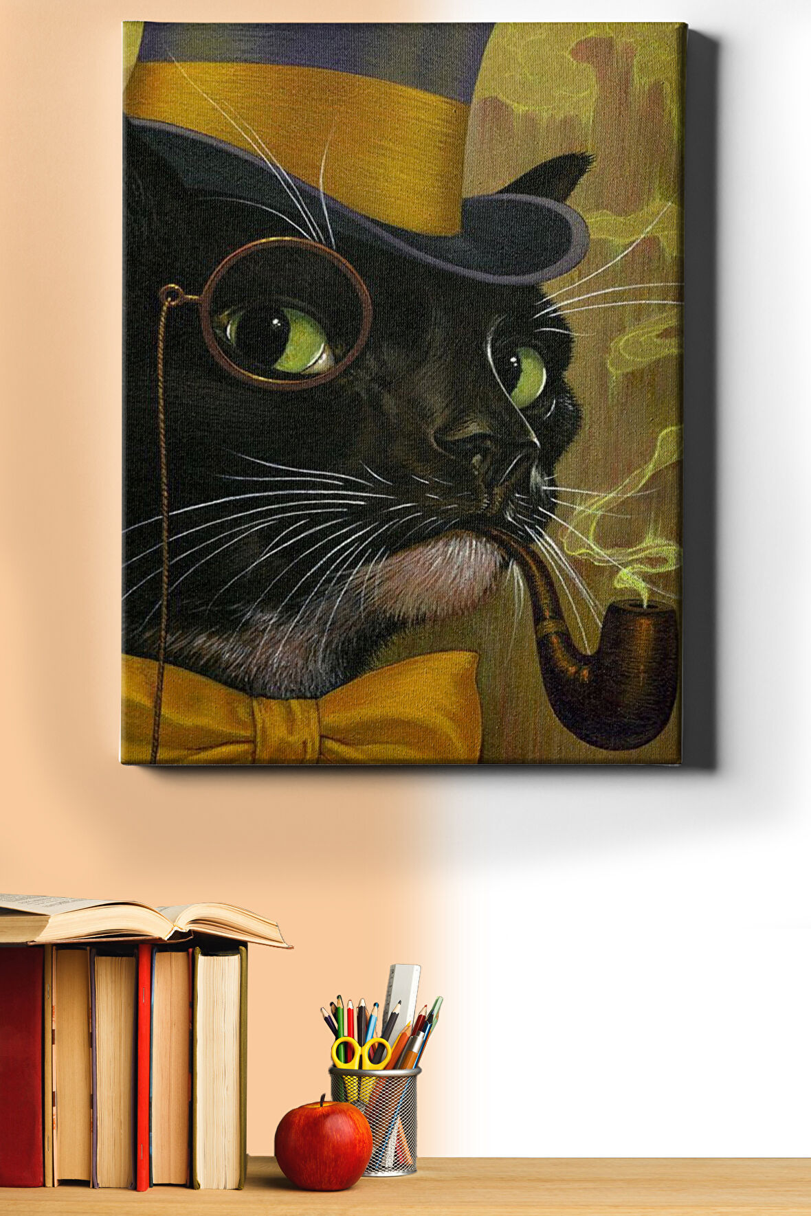 Sayılarla Boyama Seti Kasnaklı Gözlüklü Kedi 40 X 50 Cm