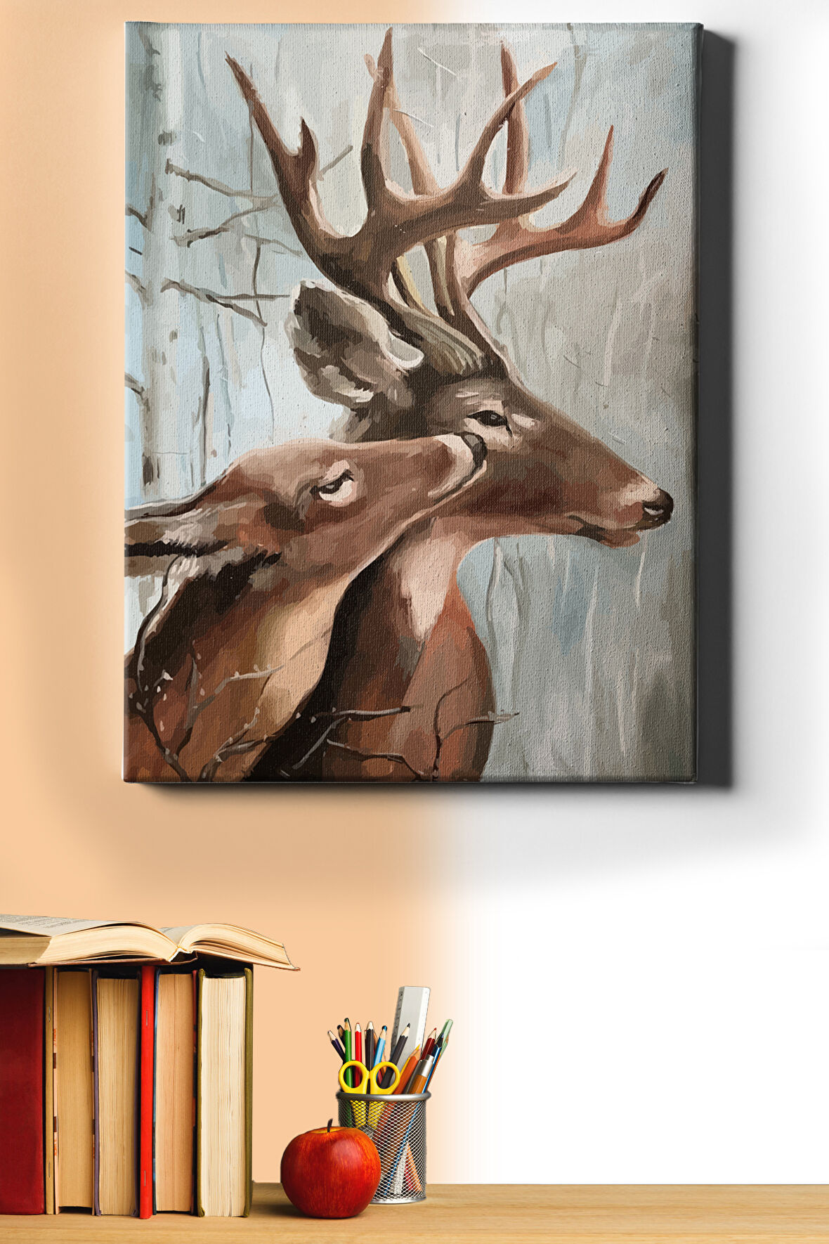 Sayılarla Boyama Seti Kasnaklı Aşık Geyikler 40 X 50 Cm