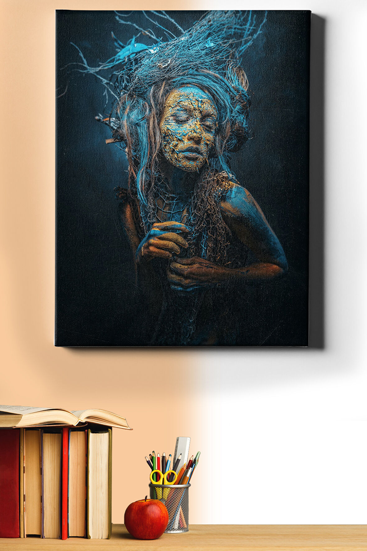 Sayılarla Boyama Seti Kasnaklı Mavilerin Içindeki Güzel 60 X 75 Cm