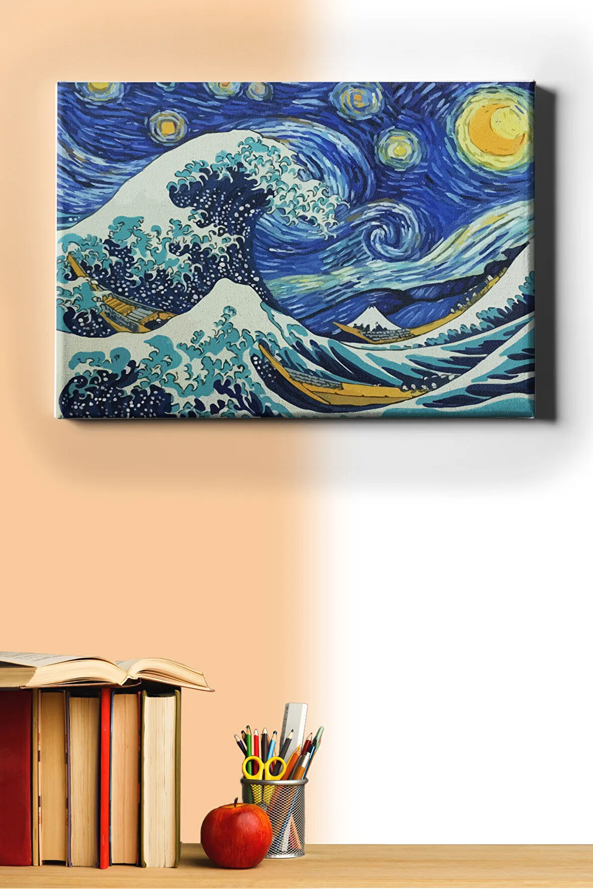 Sayılarla Boyama Seti Kasnaklı Yıldızlı Geceler Ve Dalga 60 X 75 Cm