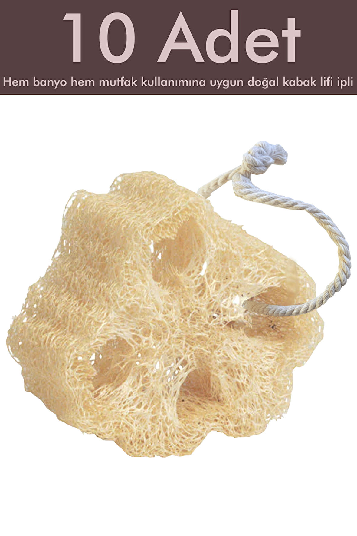 10 Adet Kabak Lifi Doğal Bulaşık Süngeri Banyo Kesesi Loofah Sponge İpli Kabak Kesesi Kalın Büyük