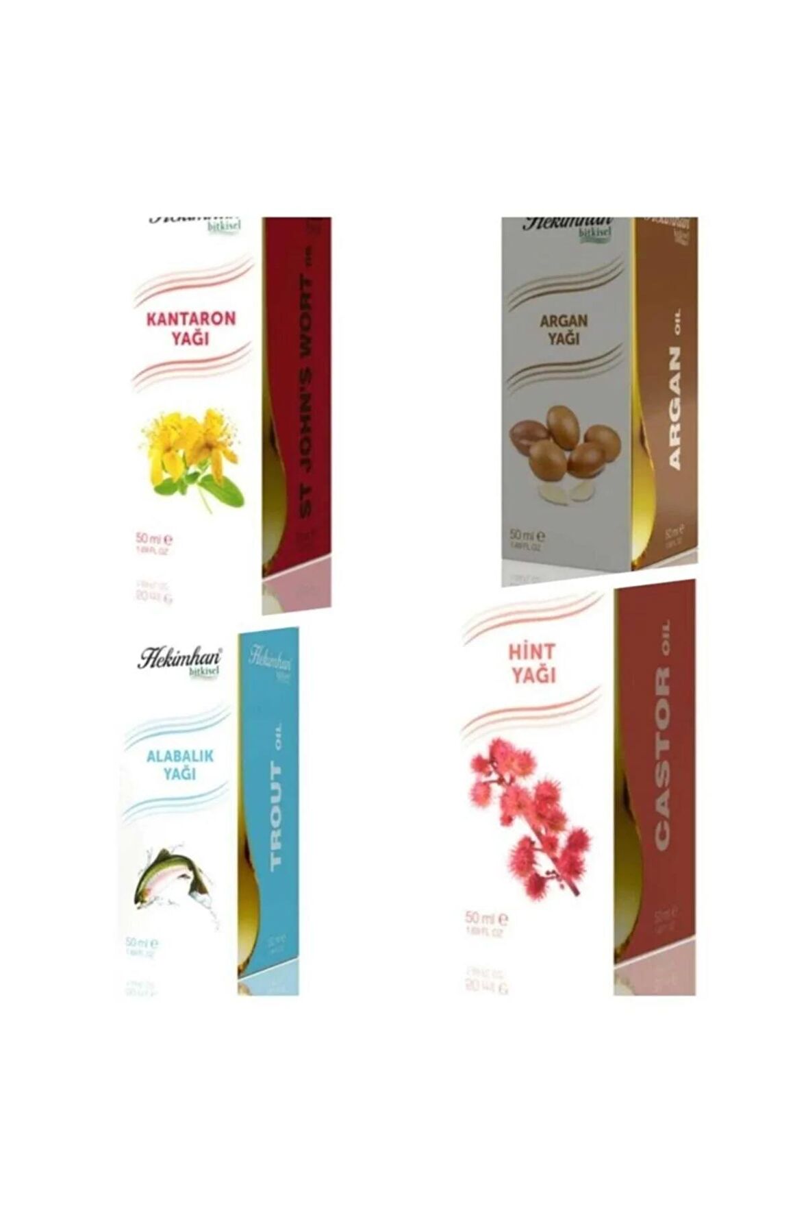 Kantaron 50 ml ve Argan 50 ml ve Alabalık 50 ml ve Hint 50 ml