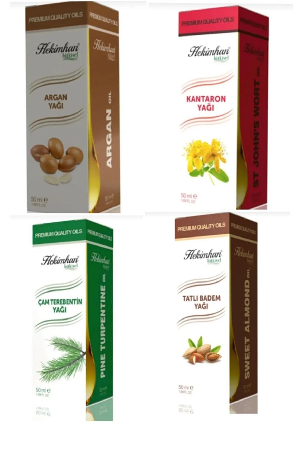 Argan Yağı 50 ml Çam Terebentin 50 ml Kantaron 50 ml Ve Tatlı Badem 50 ml