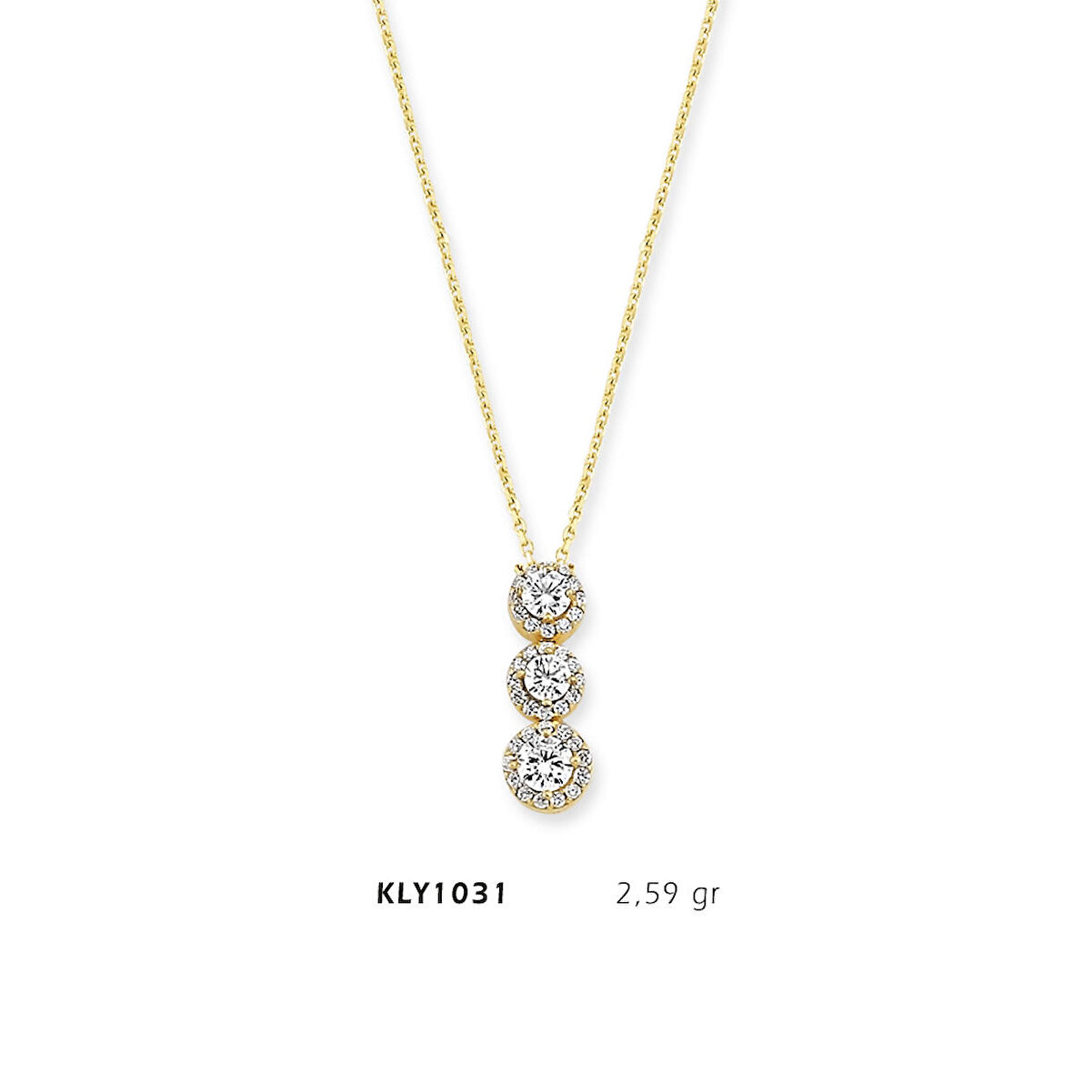 Üç Sıra Yuvarlak Taşlı Kolye