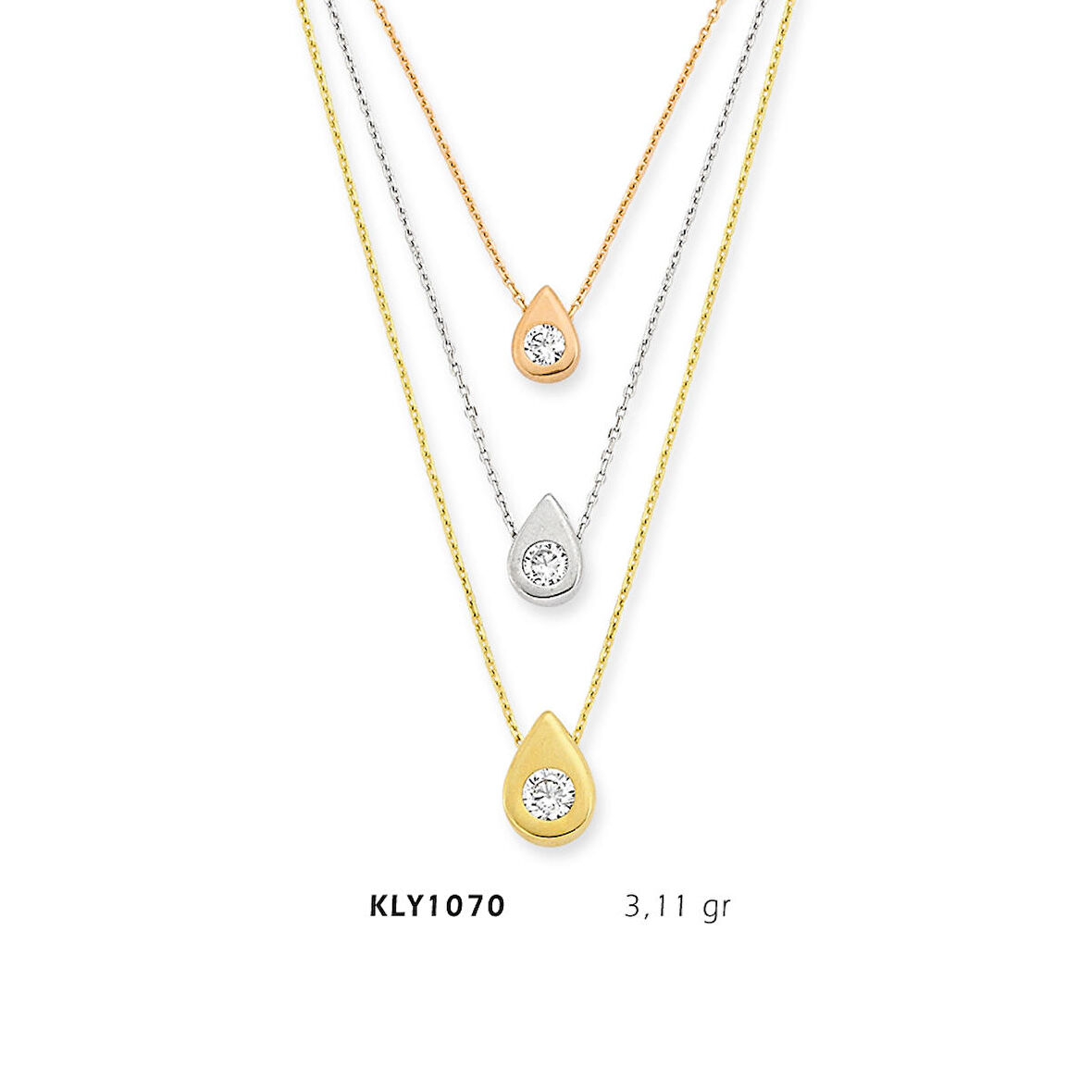 Üç Zincirli Damla Kolye
