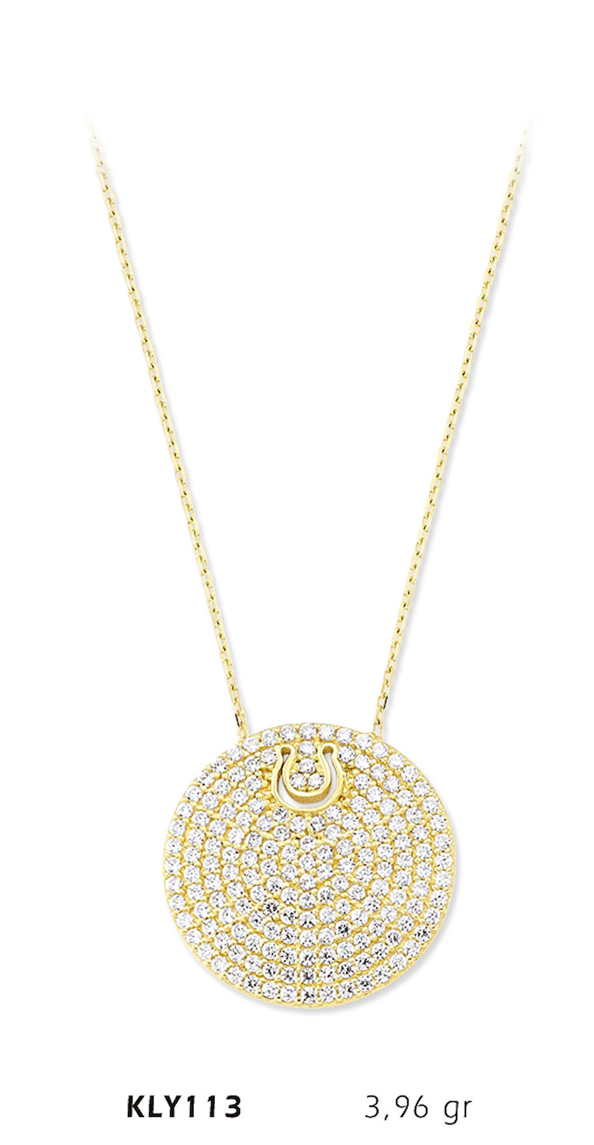 Yuvarlak Taşlı At Nalı Kolye