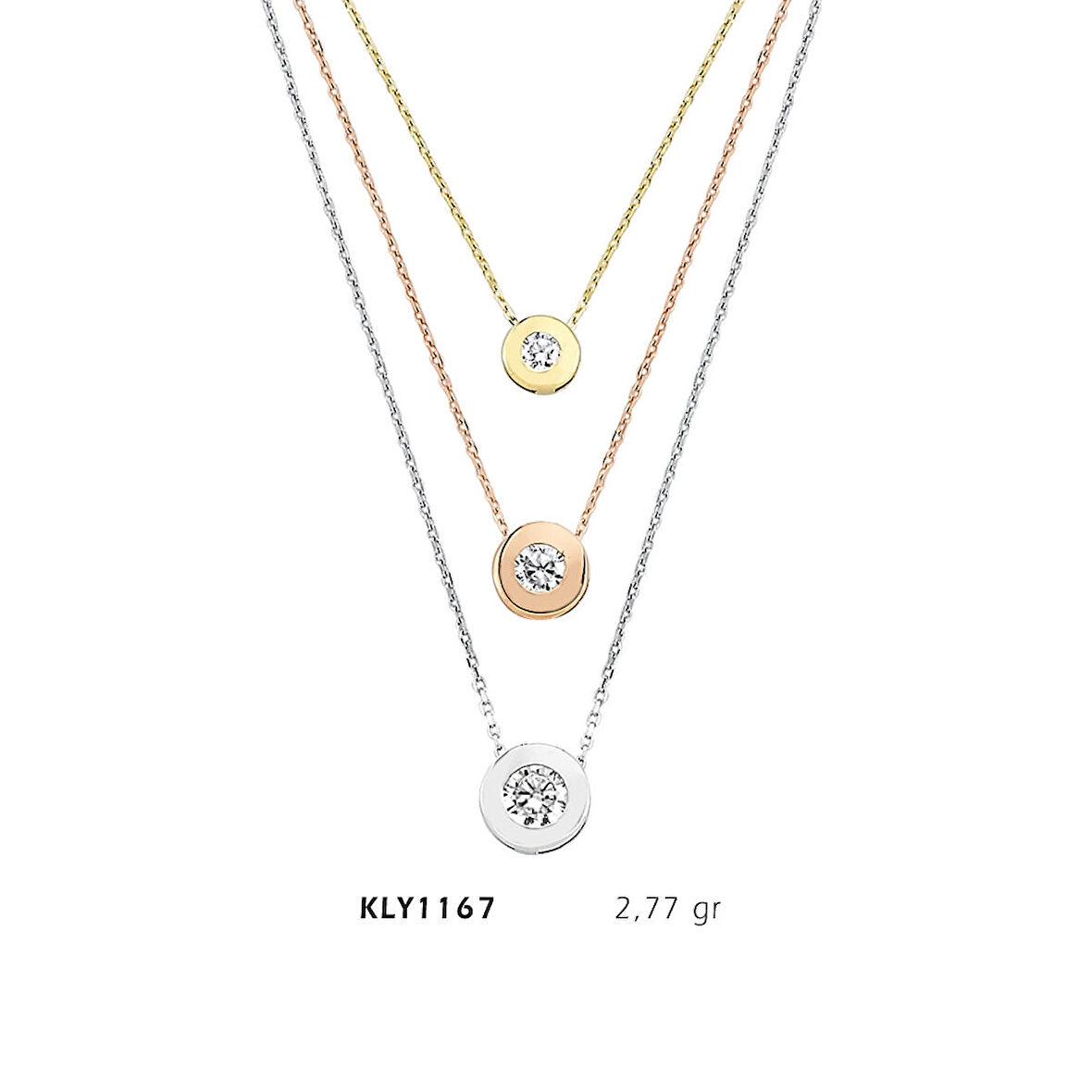 Üç Sıra Zincirli Taşlı Kolye