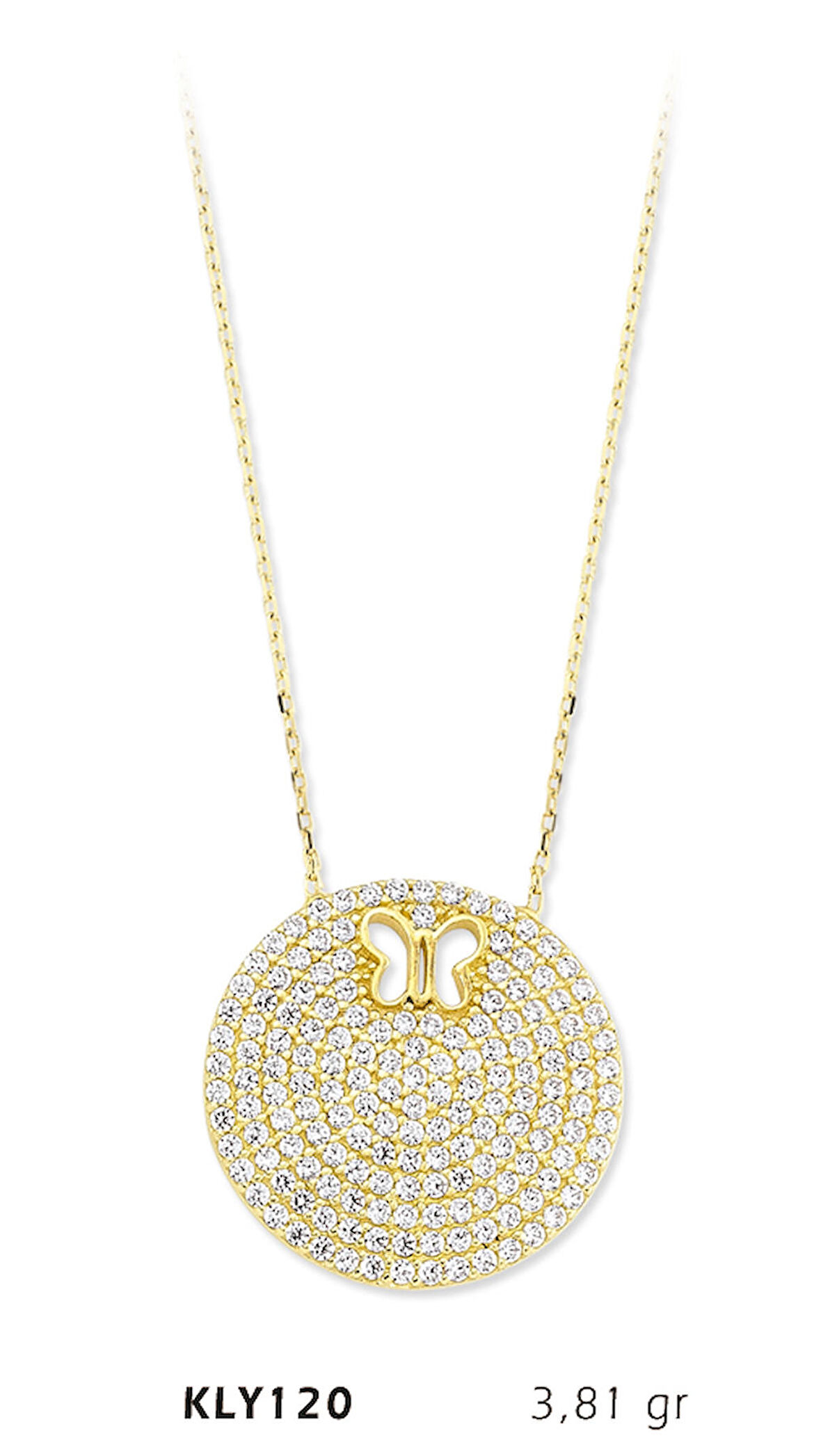  Yuvarlak Taşlı Kelebek Kolye