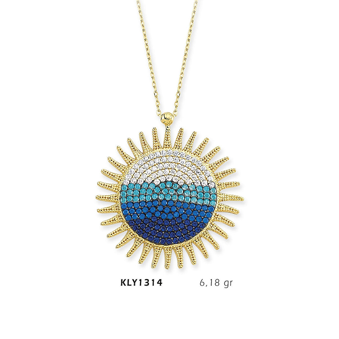 Nazar Boncuklu Güneş Kolye