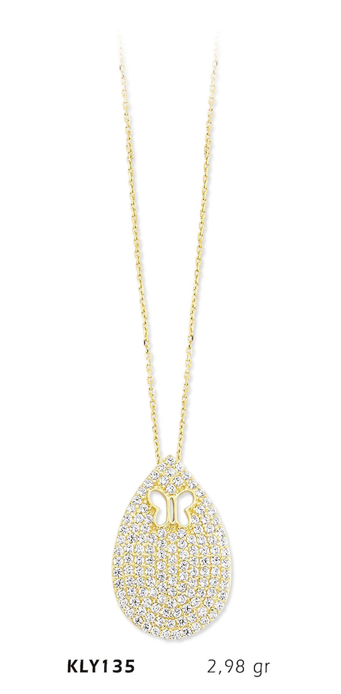  Damla Taşlı Kelebek Kolye