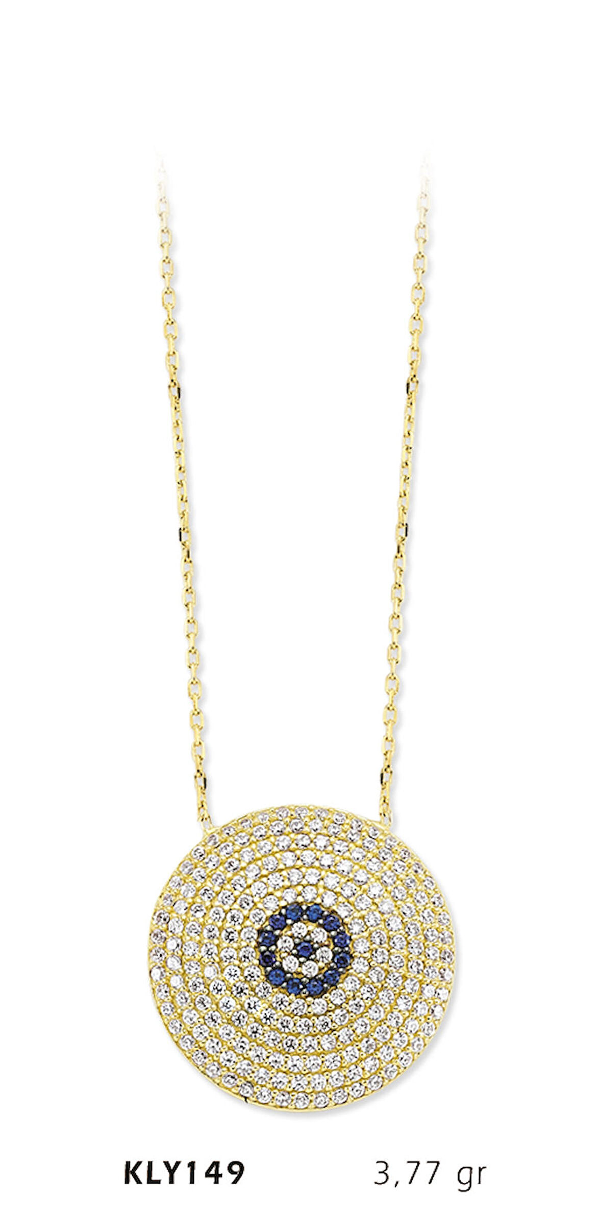 Yuvarlak Taşlı Nazar Boncuk Kolye