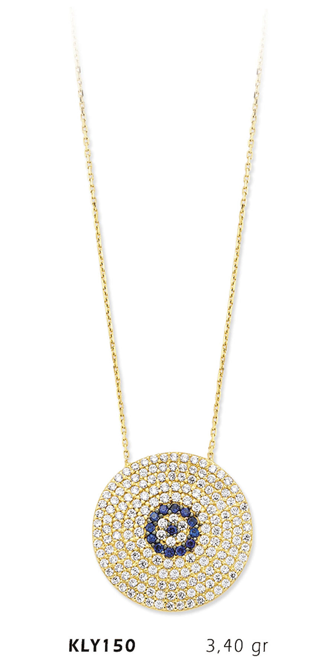 Yuvarlak Taşlı Nazar Boncuk Kolye