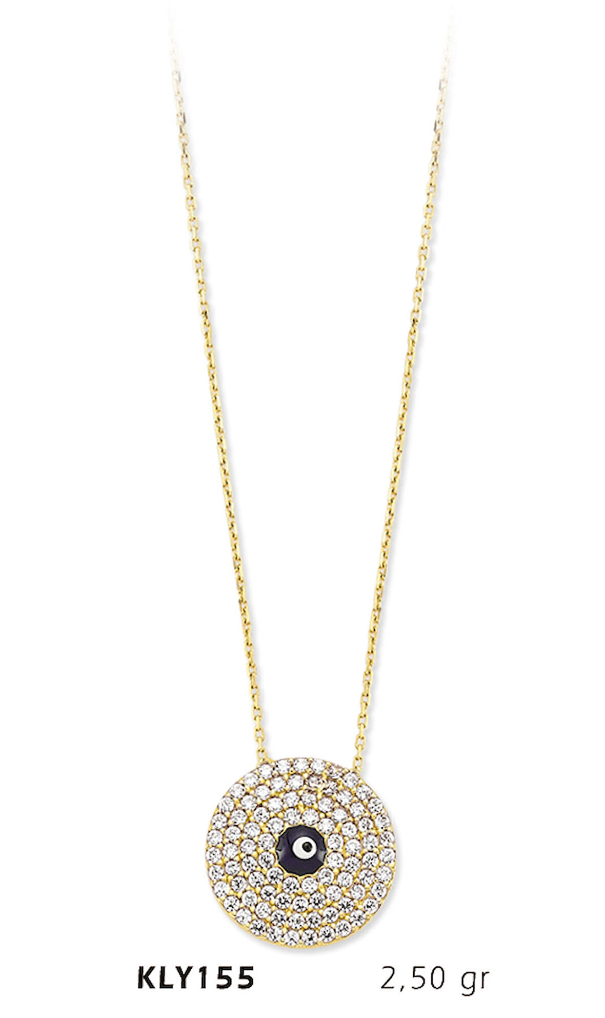 Yuvarlak Taşlı Nazar Boncuk Kolye