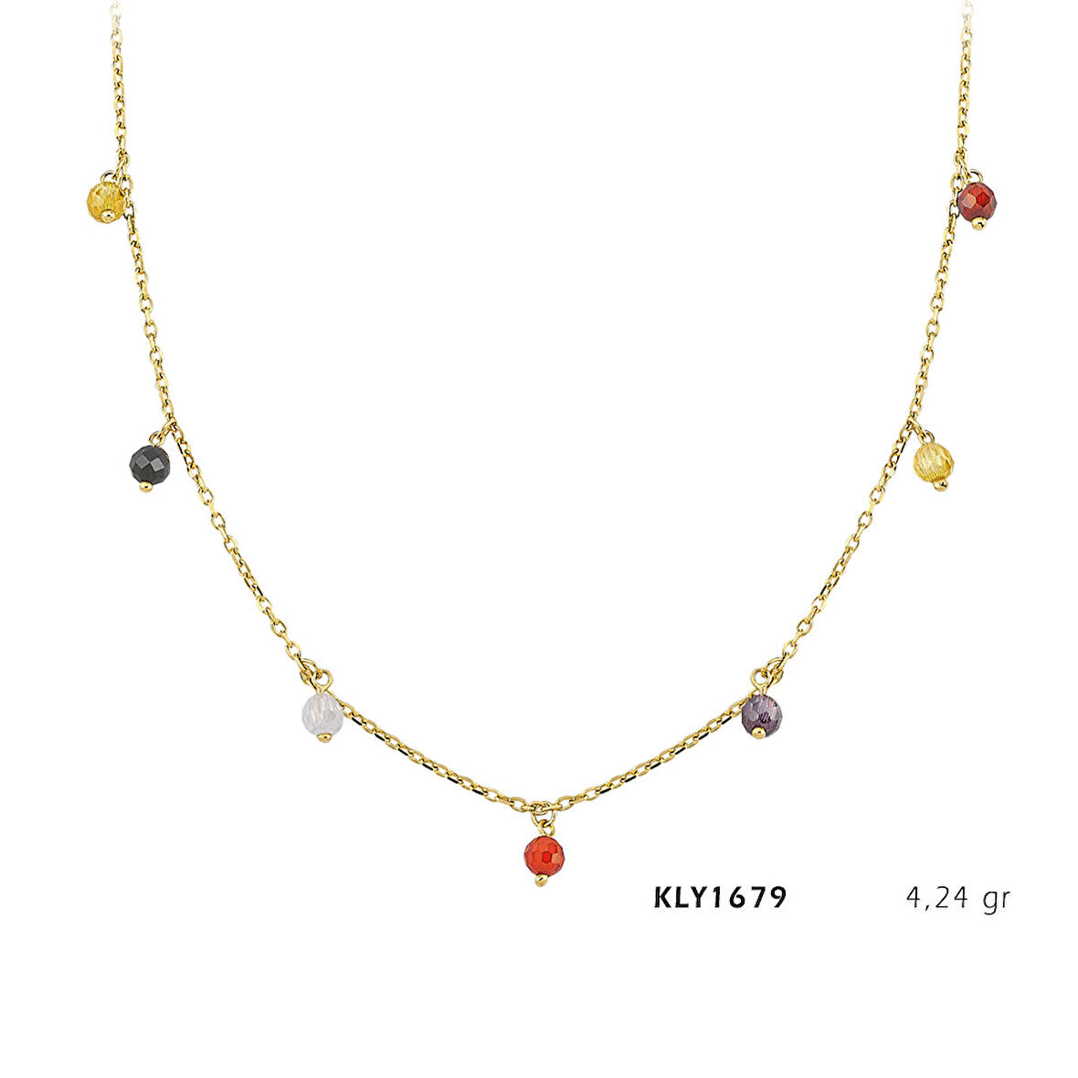 Renkli Yuvarlak Taşlı Kolye