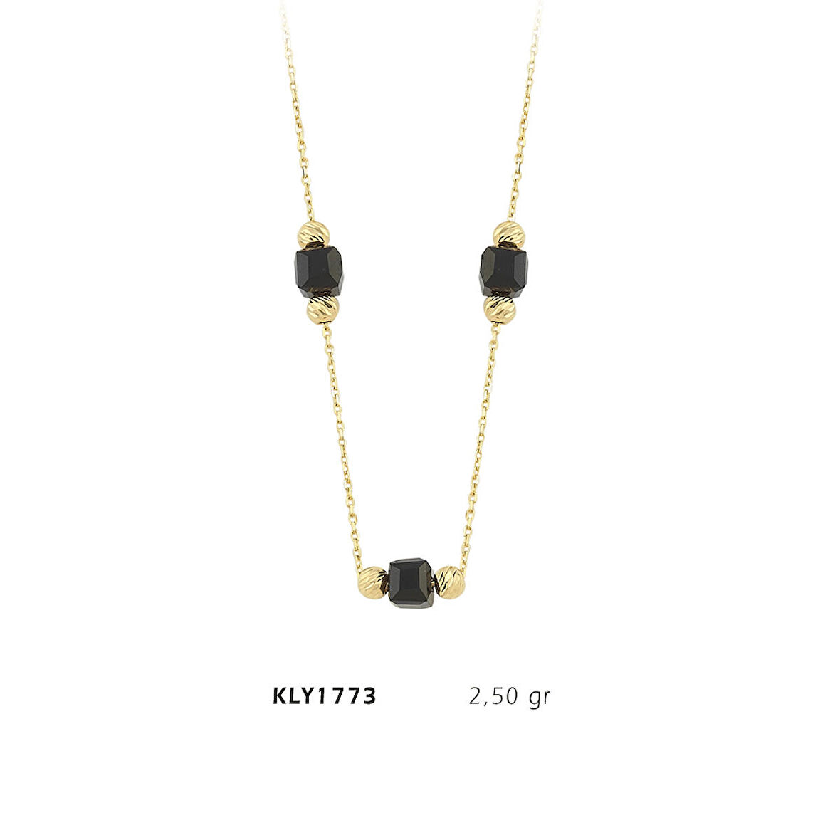 Siyah Taşlı Sıralı Kolye