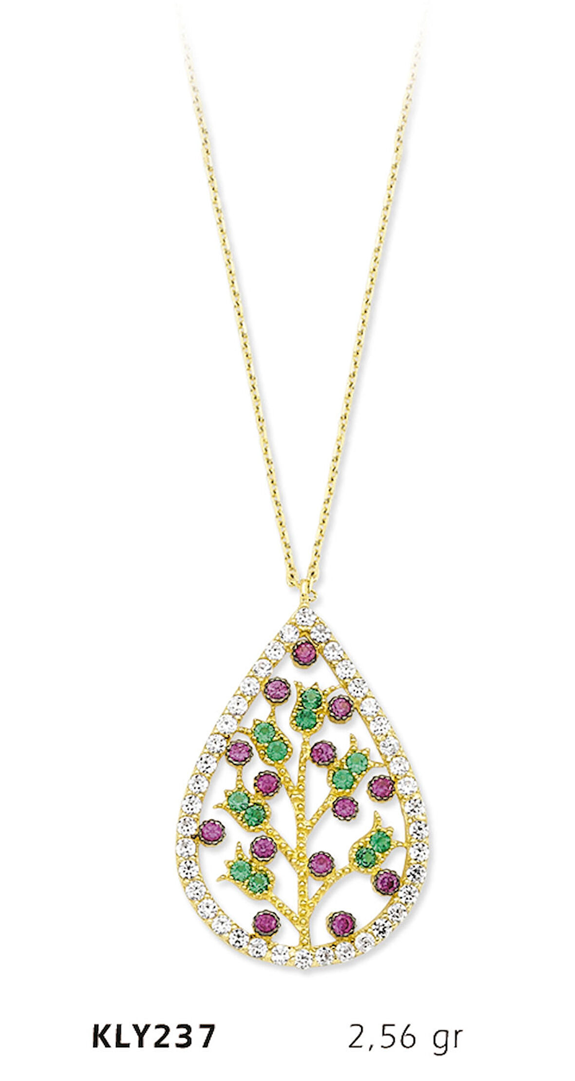 Renkli Damla Taşlı Kolye