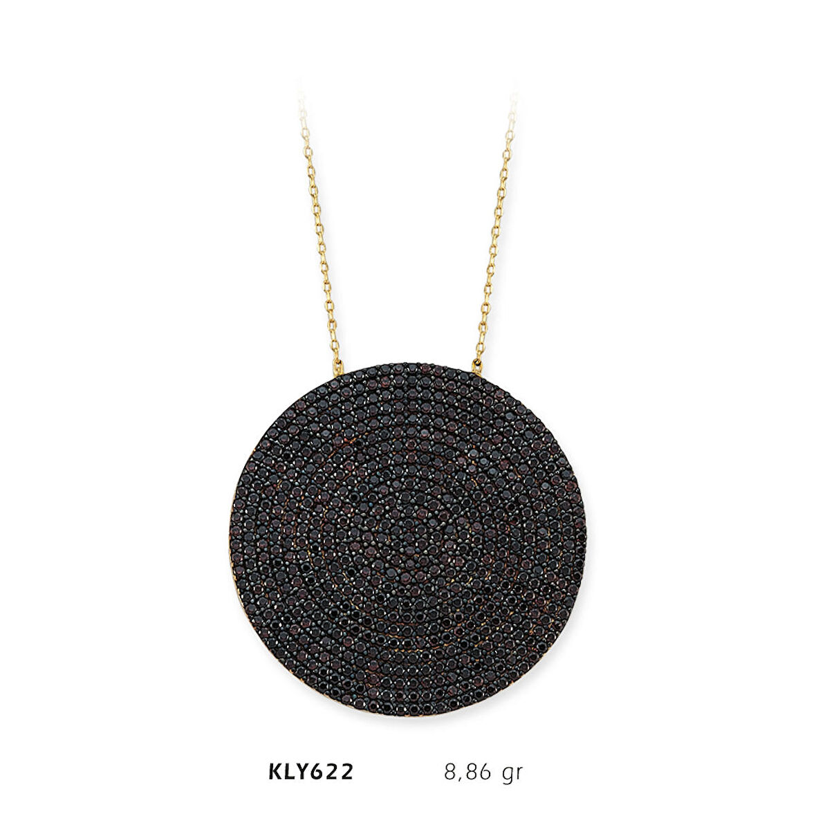 Siyah Taşlı Yuvarlak Kolye
