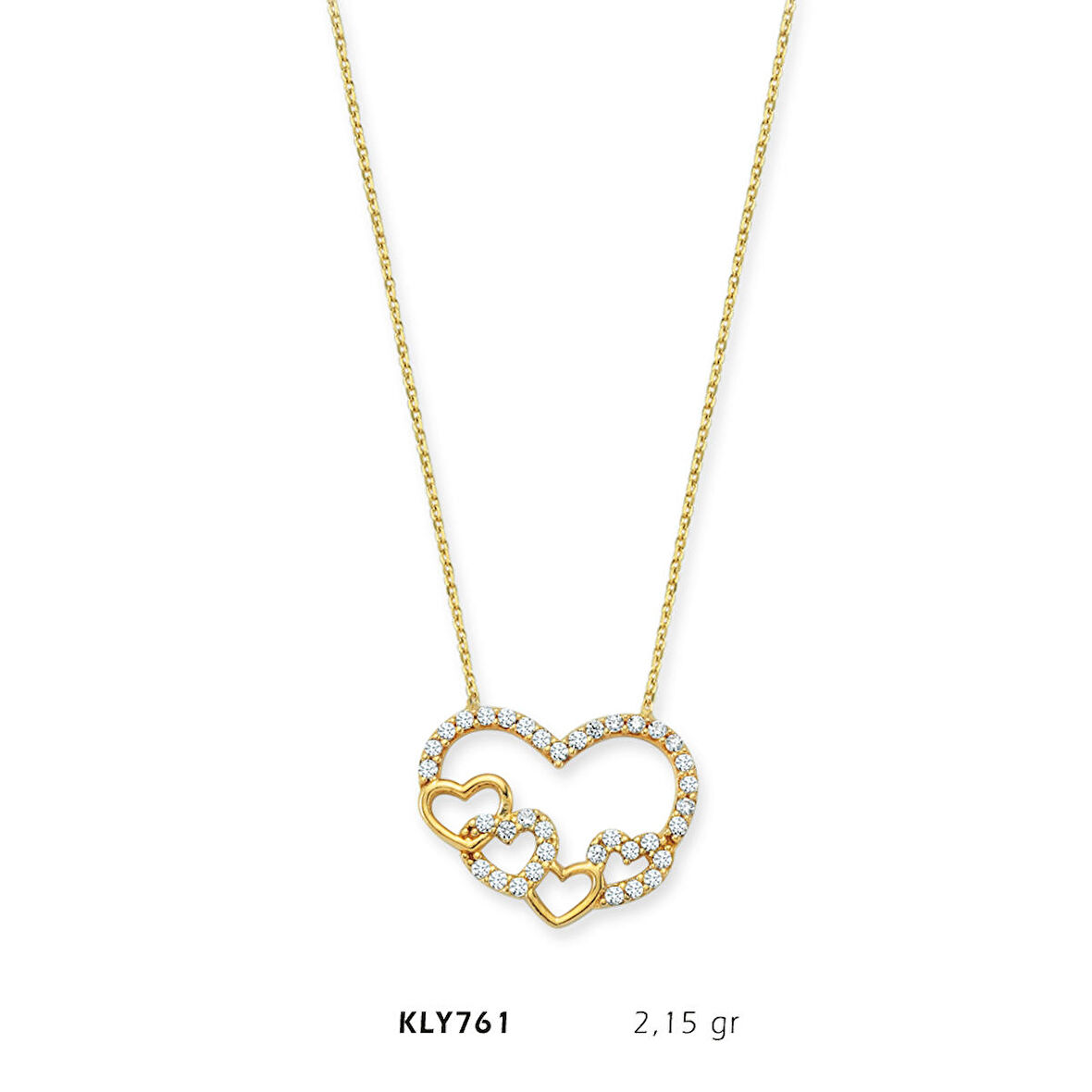 İç İçe Geçmeli Kalp Kolye