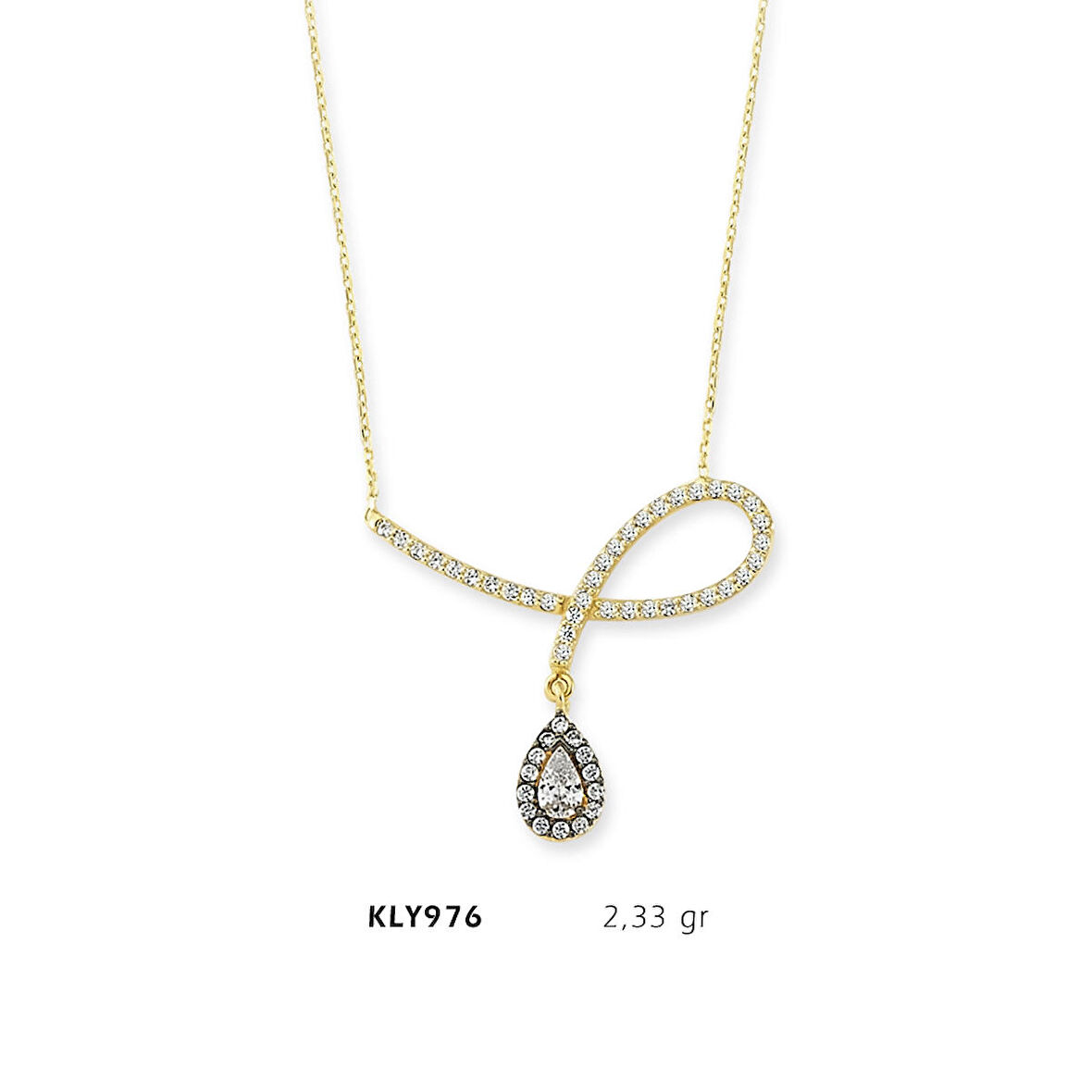 Beyaz Damla Taşlı Kolye