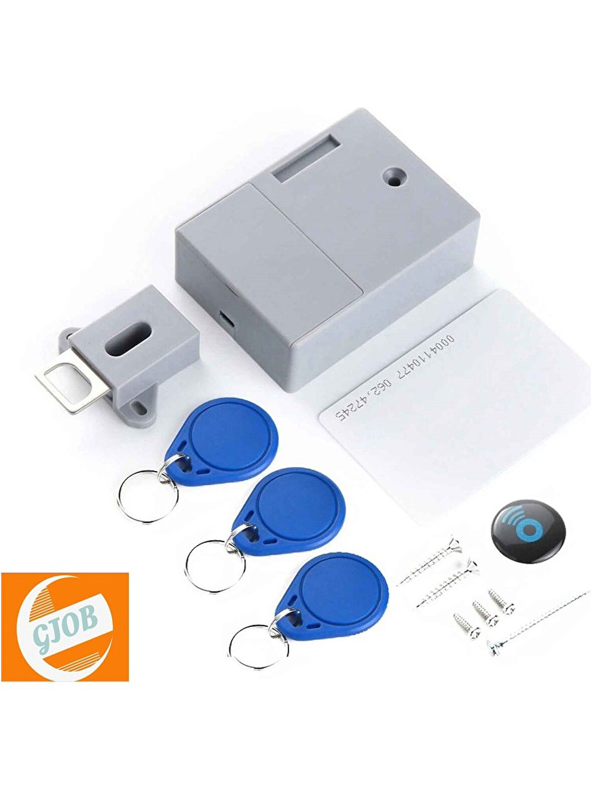 GJOB Gri Rfid Gizli Dolap Kilit Gizli Kilitli Kart,bilezik-Ahşap Dolap,çekmece,depolama Kutusu-Kolay Kurulum-Pil Yok-Hemen Kullanılabilir Gri