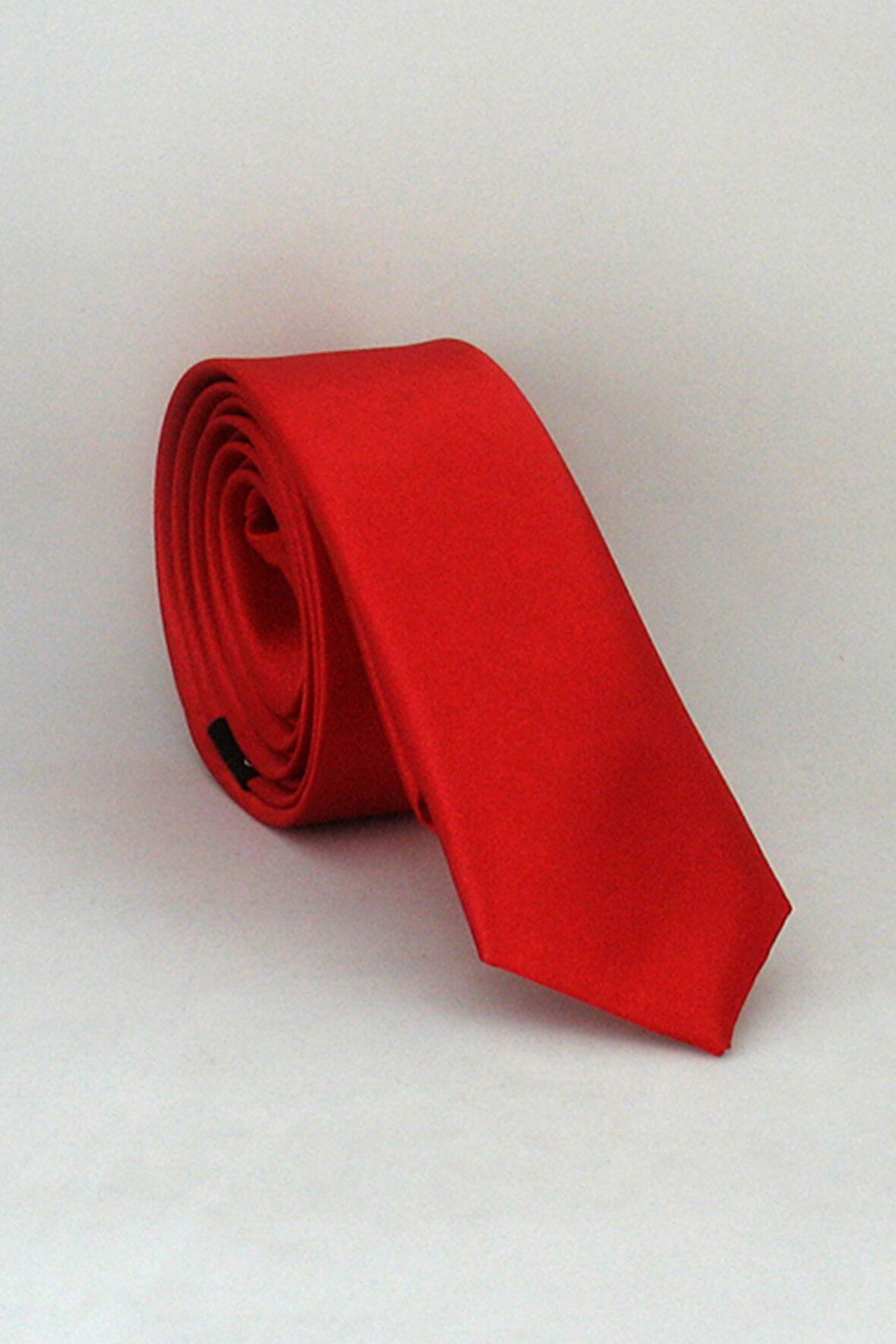 Kırmızı Ultra Slim Fit Düz Renk Saten Kravat - USS-02
