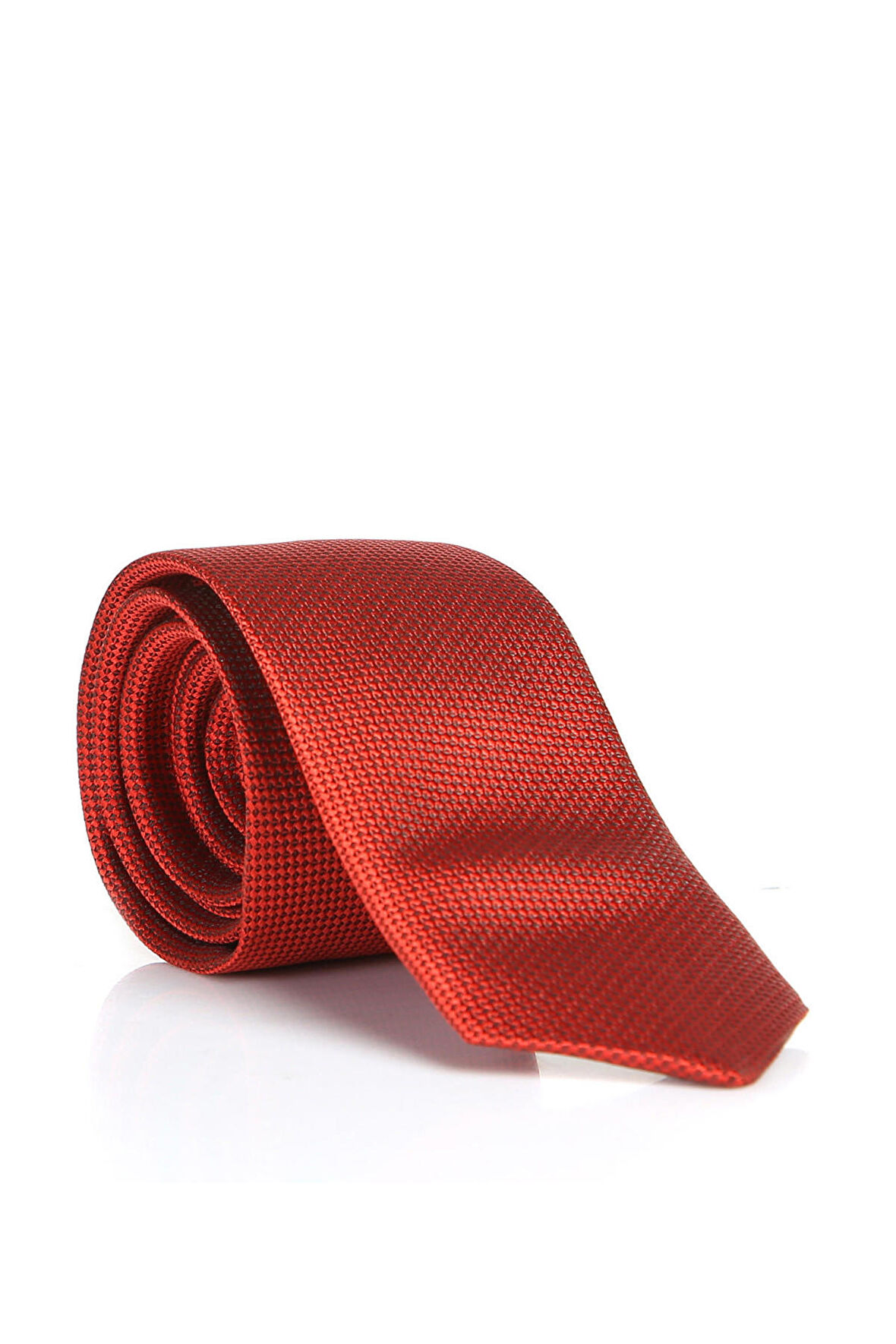 Kırmızı Slim Fit Düz Renk Dokuma Kravat / DDK-20