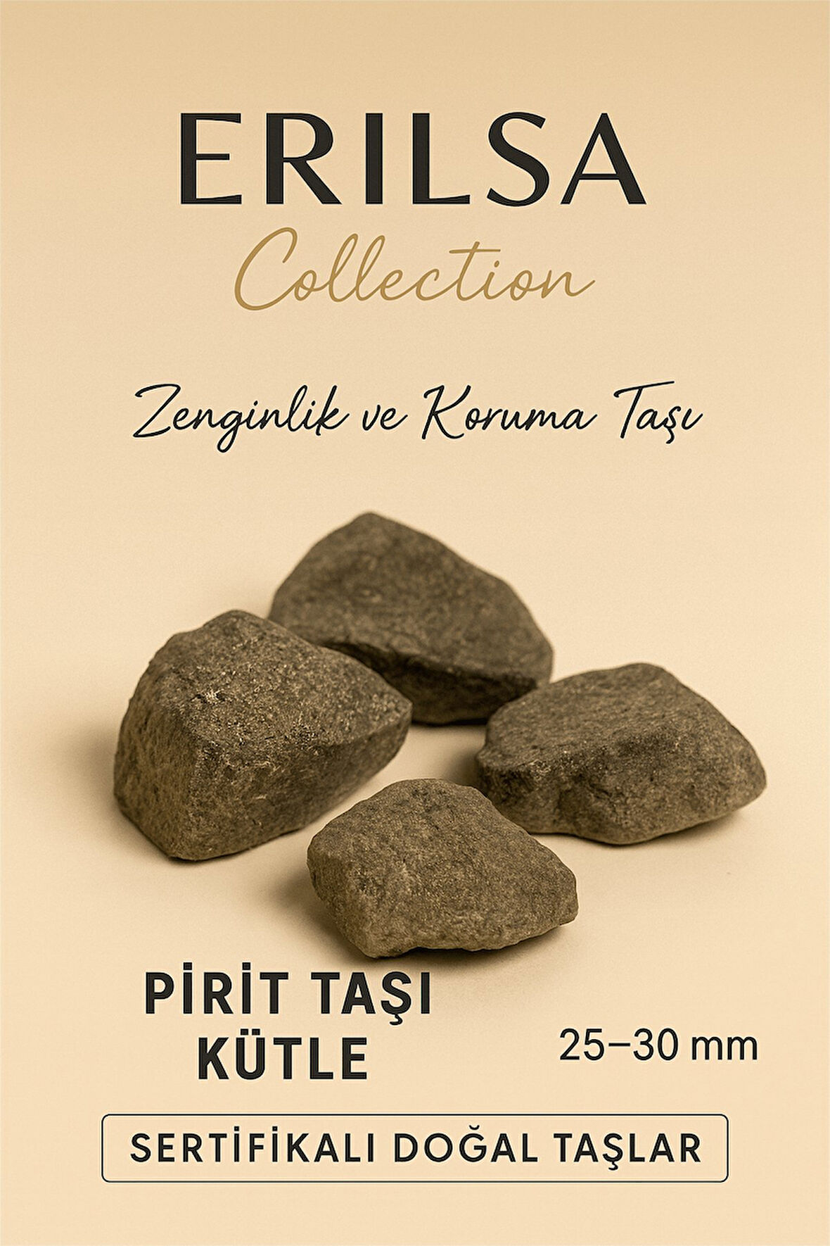 Sertifikalı Ham İşlenmemiş Pirit Taşı Kütle 25–30 mm – Zenginlik ve Koruma Taşı