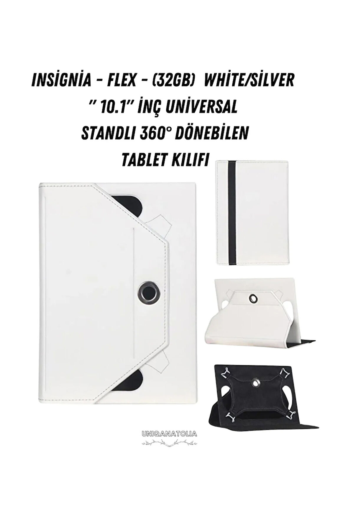 Insignia - Flex - 10.1"  (32GB)  White/Silver Universal Standlı 360° Dönebilen Tablet Kılıfı