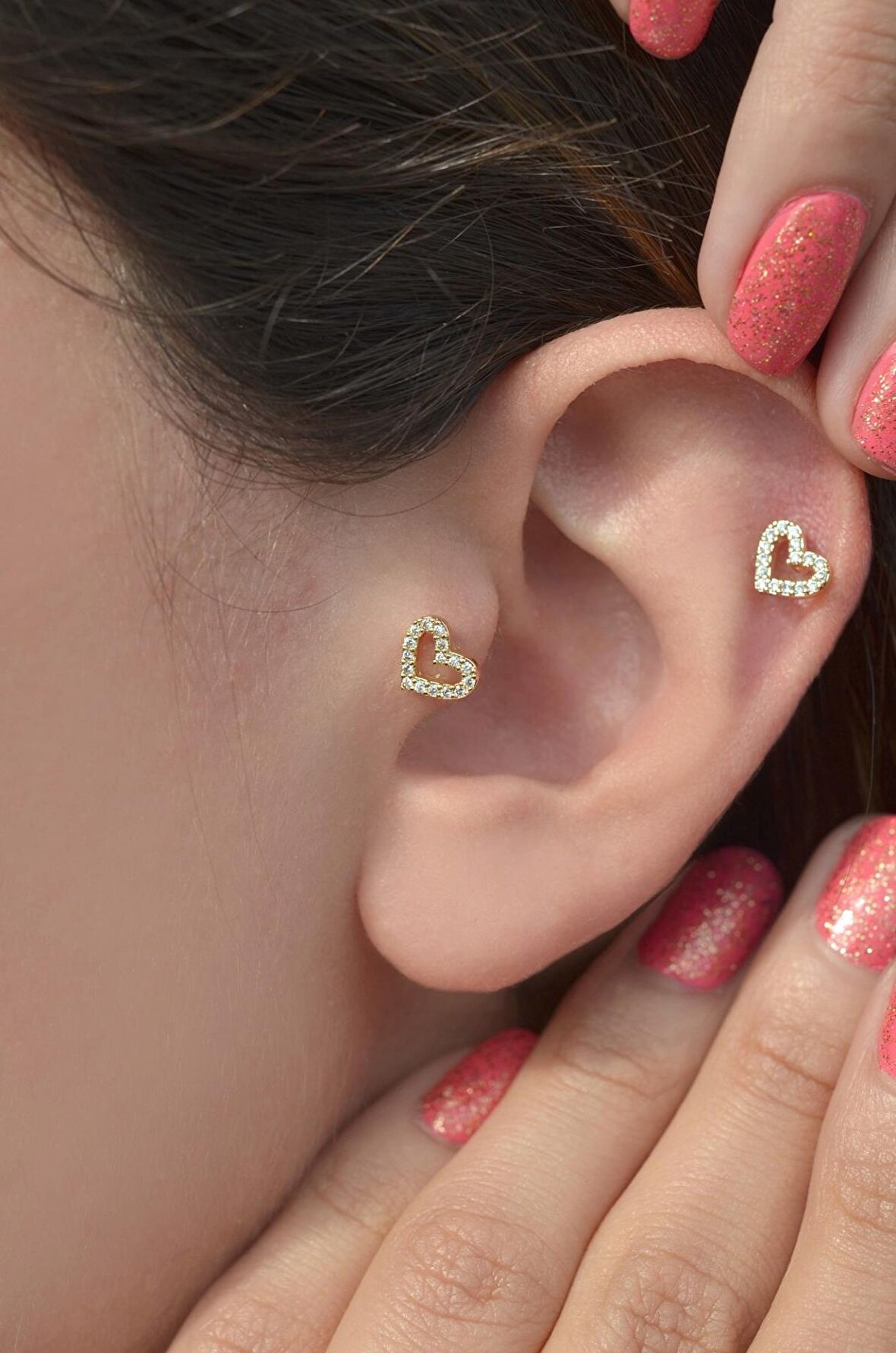 Gold Kalp Piercing Tragus Helix Kıkırdak