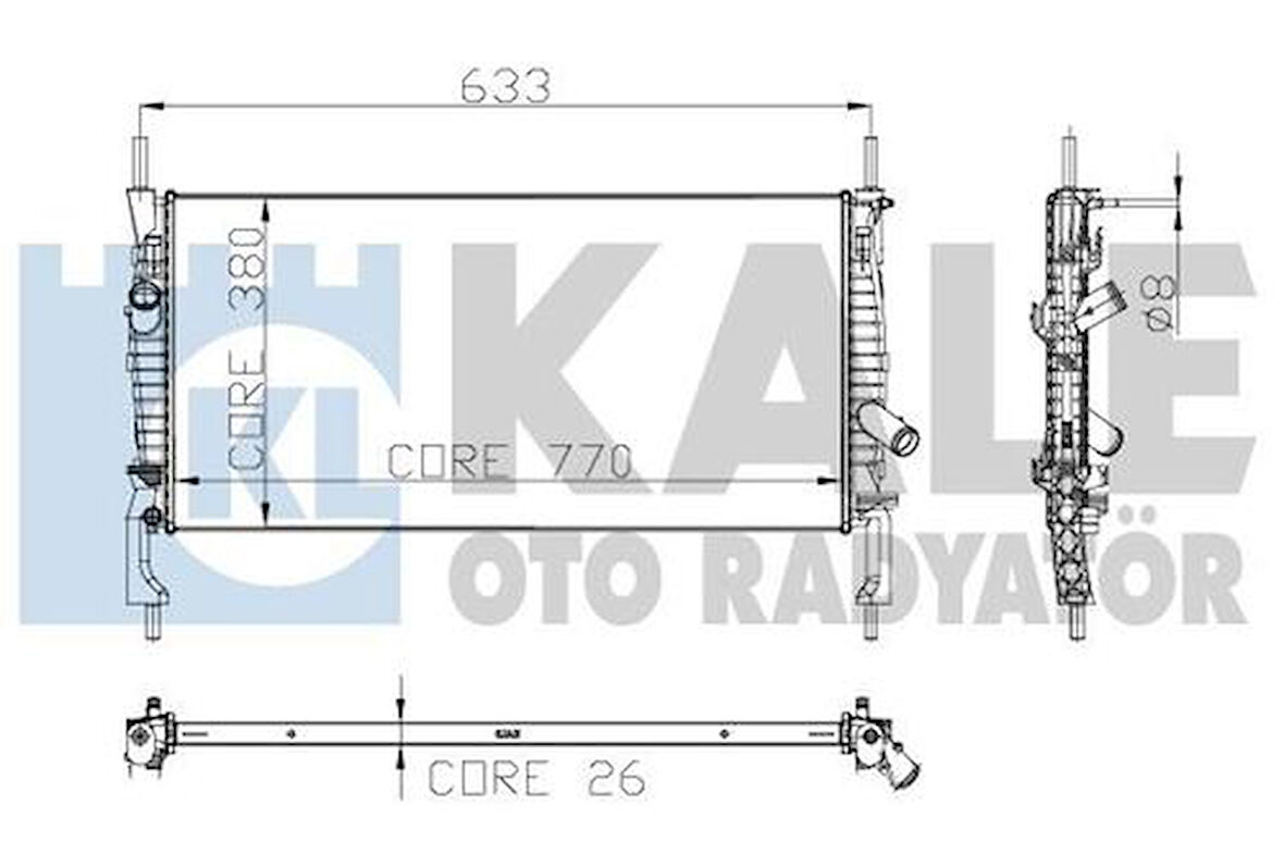 Kale 0222281AB Motor Su Radyatörü Transit V347 2.2TDCI 2.4TDCI 3.2TDCI 06-Klimalı 6C118005CD
