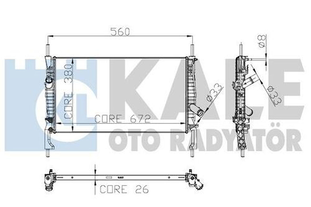 Kale 0222291AB Motor Su Radyatörü Transit 2.2TDCI 2.4TDCI 06-09 Klimasız Manuel 1 Sıra Alb 6C118005AD
