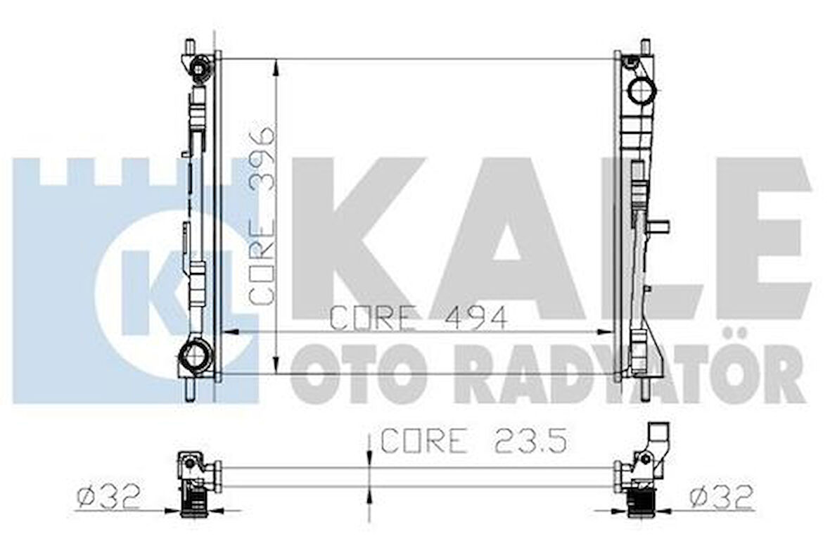 Kale 0518572AL Motor Su Radyatörü Manuel Vites Clio III Modus Micra III Note 1.2 1.5 DCI Nac 2 Sıra Al Pl 494x396x23.5 8200138738