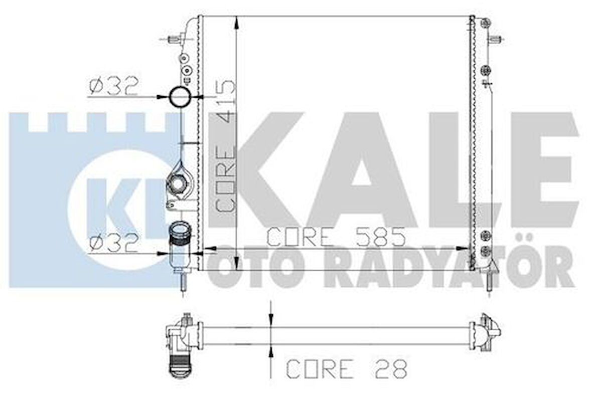 Kale 0520202AL Motor Radyatör Megane 1.6 2.0 AC 2 Sıra Al Pl 585x414.5x23 7702258285