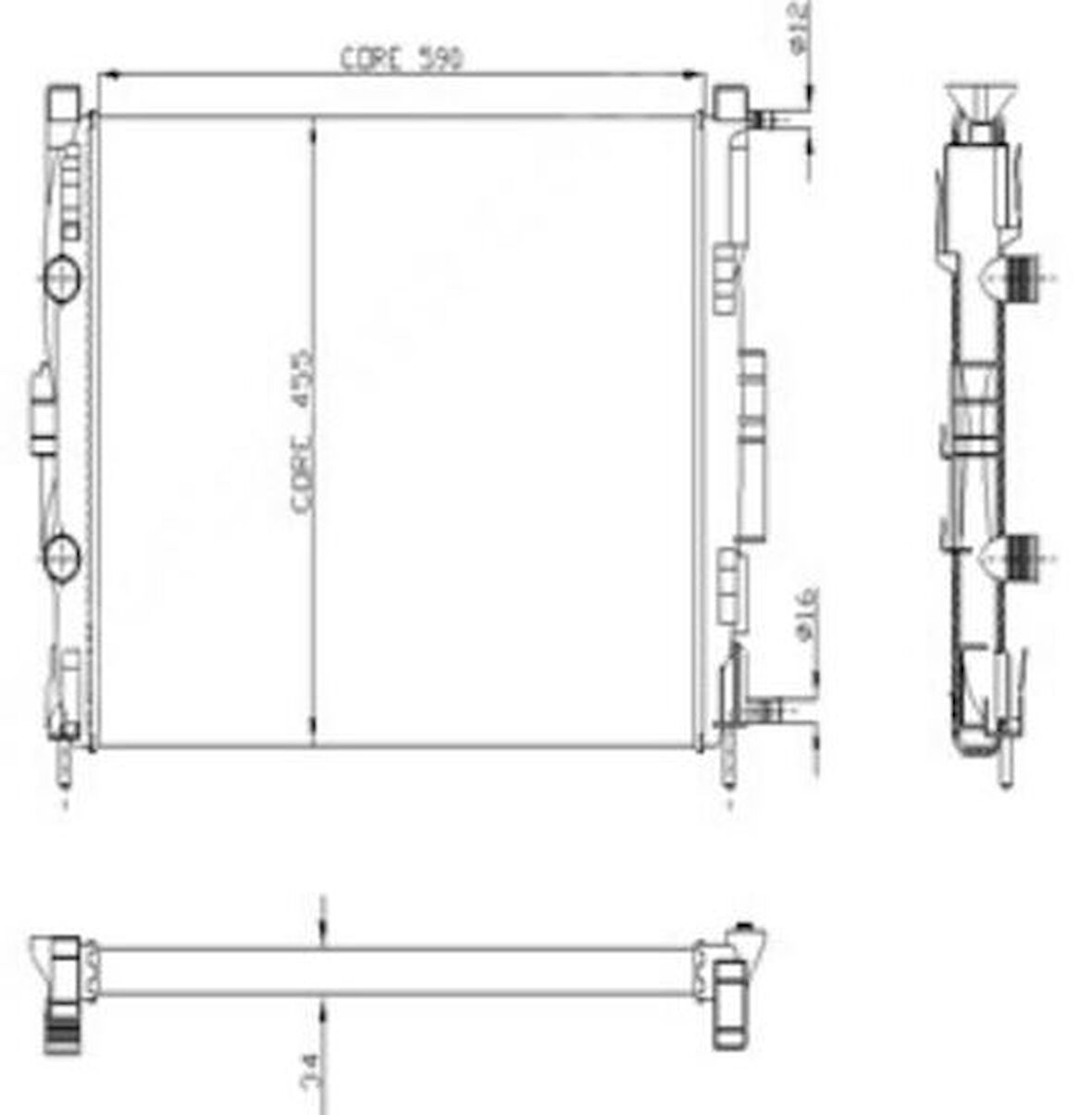 Kale 0520231AB Motor Radyatörü Megane II Scenic 1.5DCI 1.4 1.6 2.0 16V 590x453x34 1 Sıra Alb Sistem 8200357536
