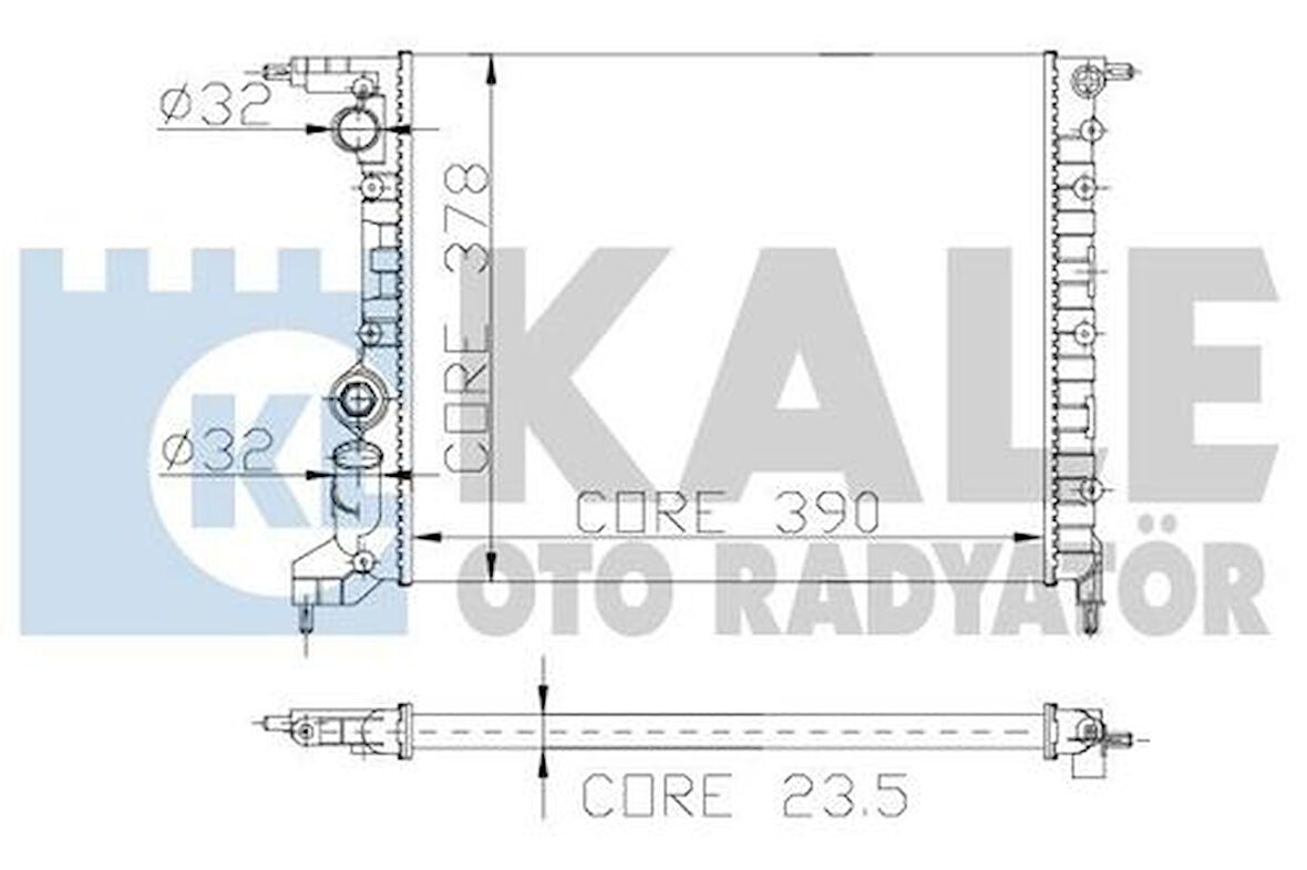 Kale 0527272AL Motor Radyatör Renault 19 Clio 1.2I 1.4 Rn Rnt Rt Mekanik Klimasız 2 Sıra Al Pl 390x378x23.5 7701034770