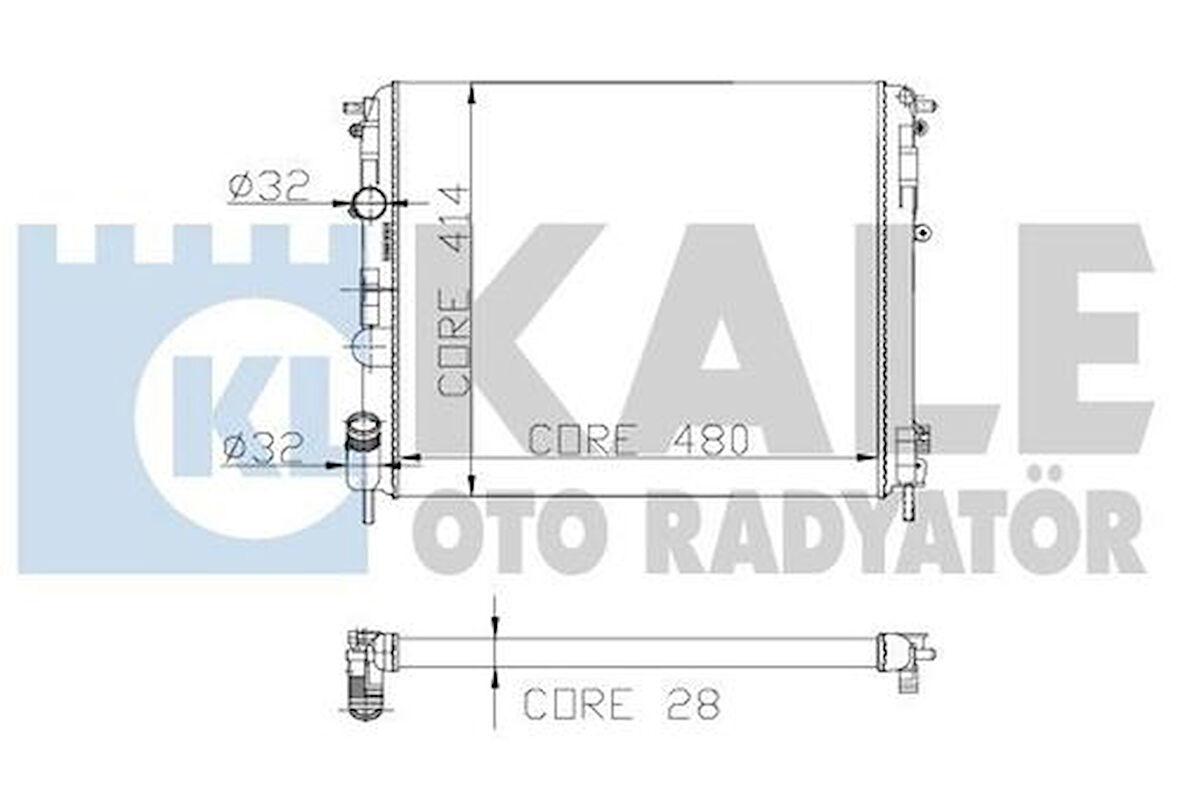 Kale 0528292AL Motor Radyatörü Clio II Kangoo Logan 1.2I 1.4 1.5 1.6 1.9 478.5x412.5x26 2 Sıra Al Pl Sistem 8200343476