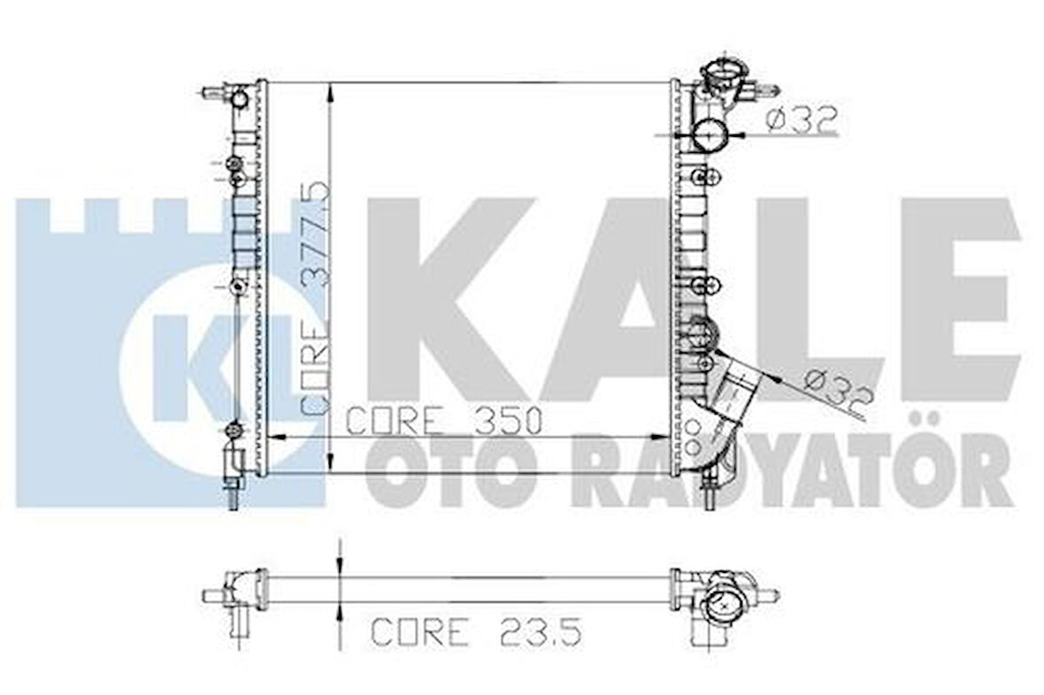 Kale 0532322AL Motor Radyatör Clio 1.1 Mekanik Klimasız 2 Sıra Al Pl 350x377.5x23.5 7701412006