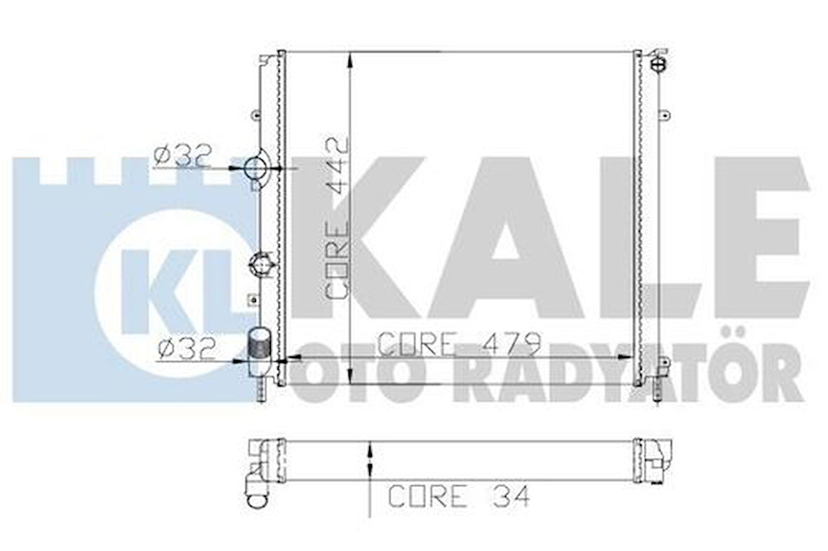 Kale 0534351AB Motor Radyatörü Kangoo 1.5DCI 1.9 Express 1.9 F8Q Klimasız 479x442x34 1 Sıra Alb Sistem 7700312858