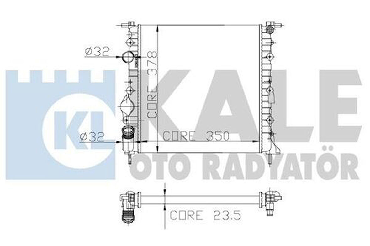 Kale 0544442AL Motor Radyatör Clio 1.1L Rn Rt Mekanik Klimasız 2 Sıra Al Pl 350x378x23.5 7700430647