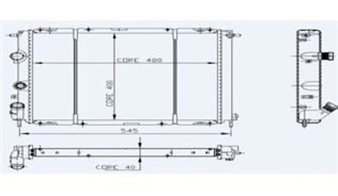 Kale 0546462PA Motor Radyatör Clio II 1.4L Klimalı 2 Sıra Cu Pl 480x400x46 7701352904